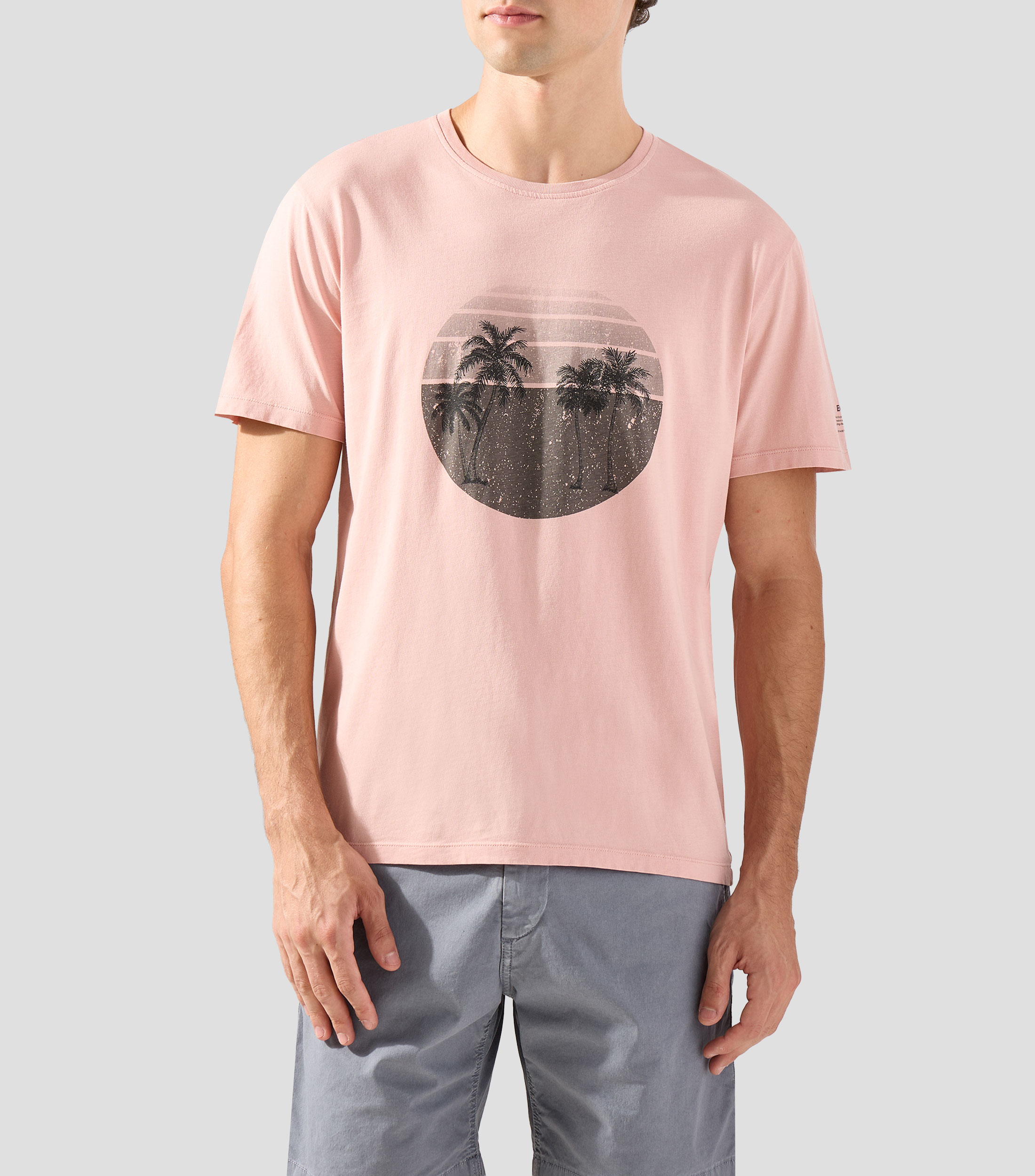 Playera cuello redondo manga corta estampada Hombre