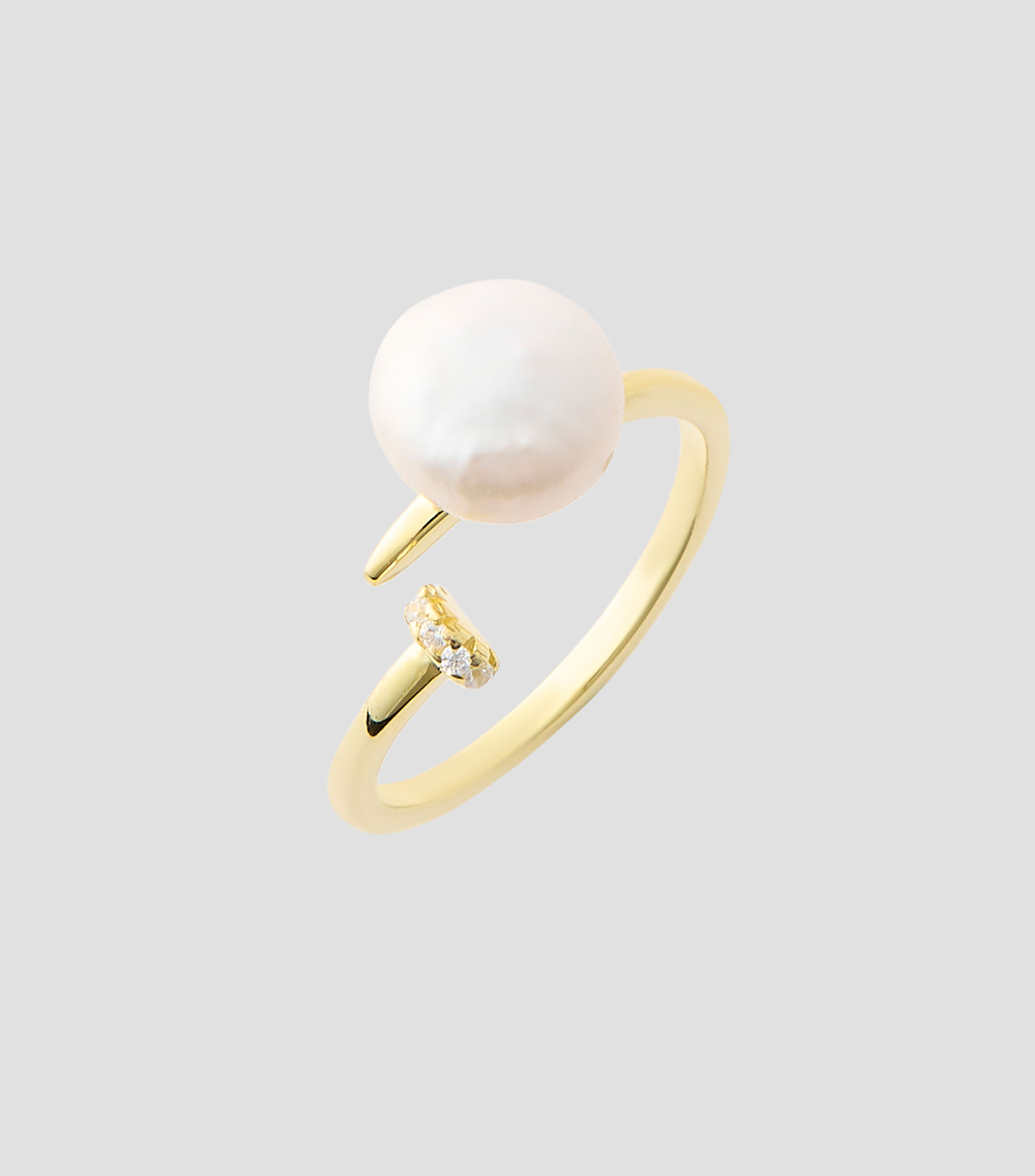 Anillo abierto con perla Mujer