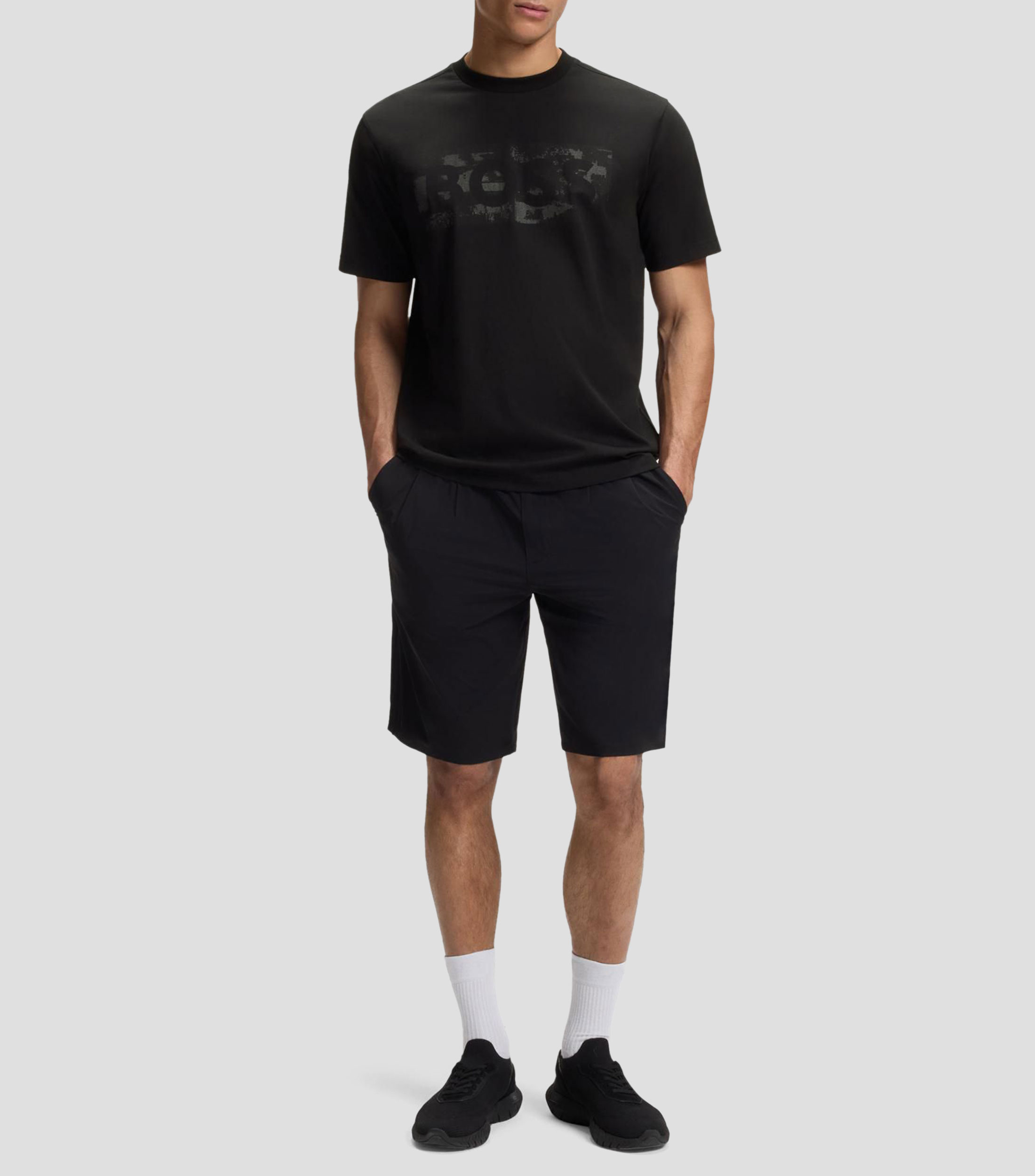 Playera de algodón elástico con logo de diseño Hombre