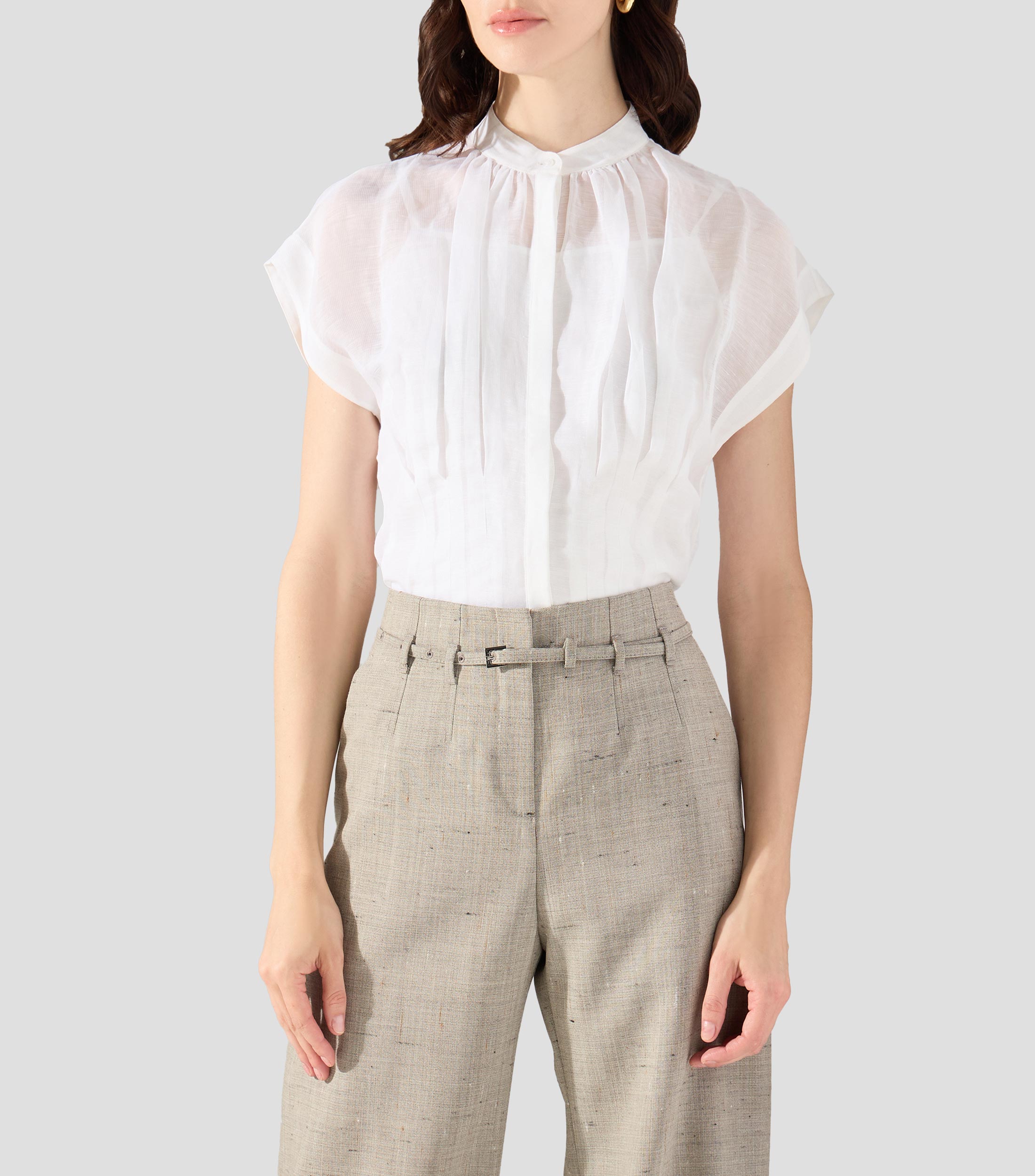 Blusa lisa manga corta Mujer