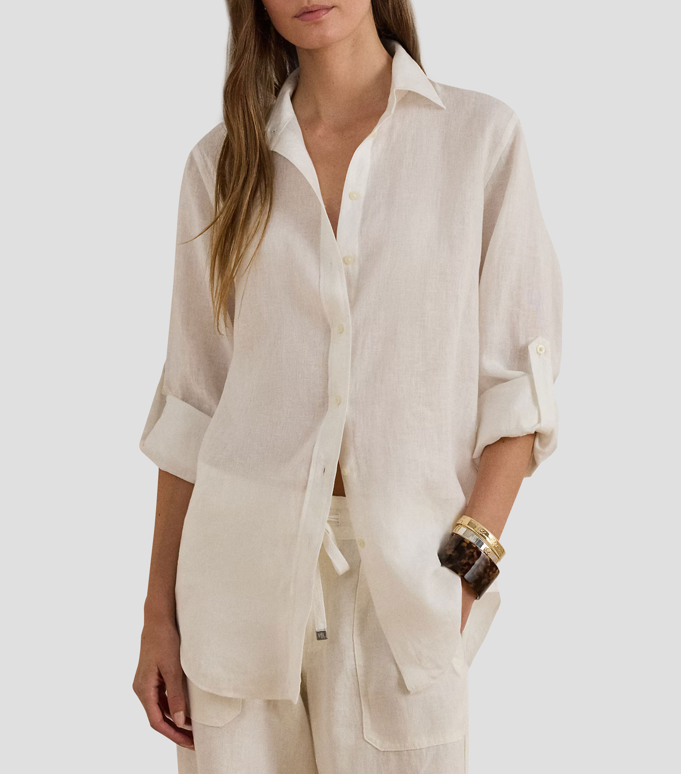 Camisa lisa manga larga Mujer