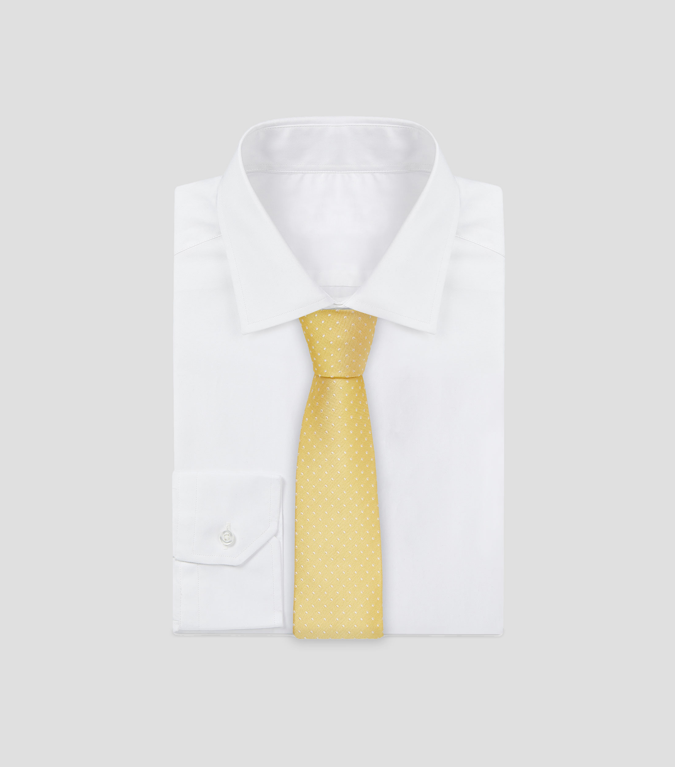 Corbata ancha en seda amarillo claro con polkadots Brera