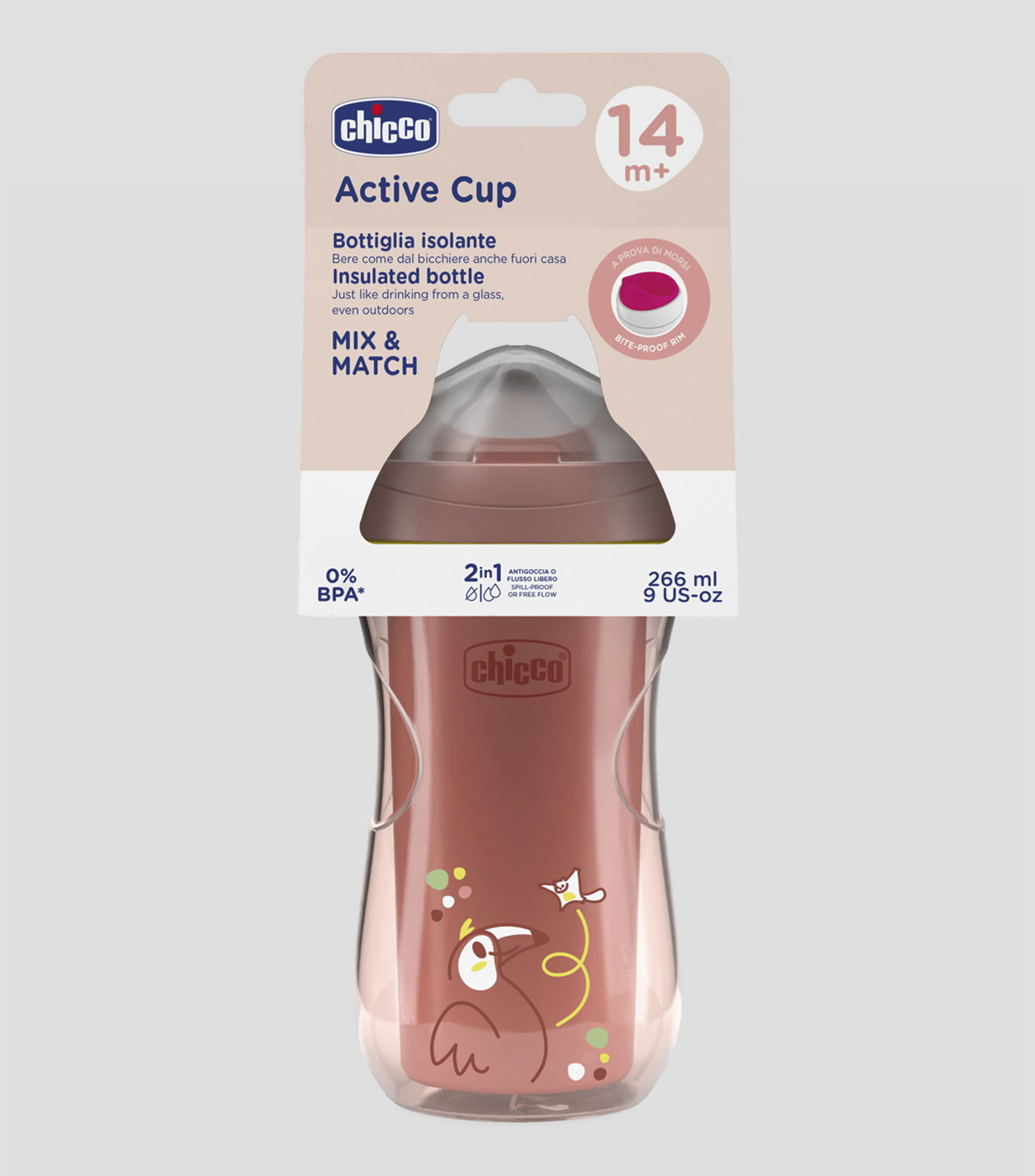 Vaso Active rosa, 266 ml