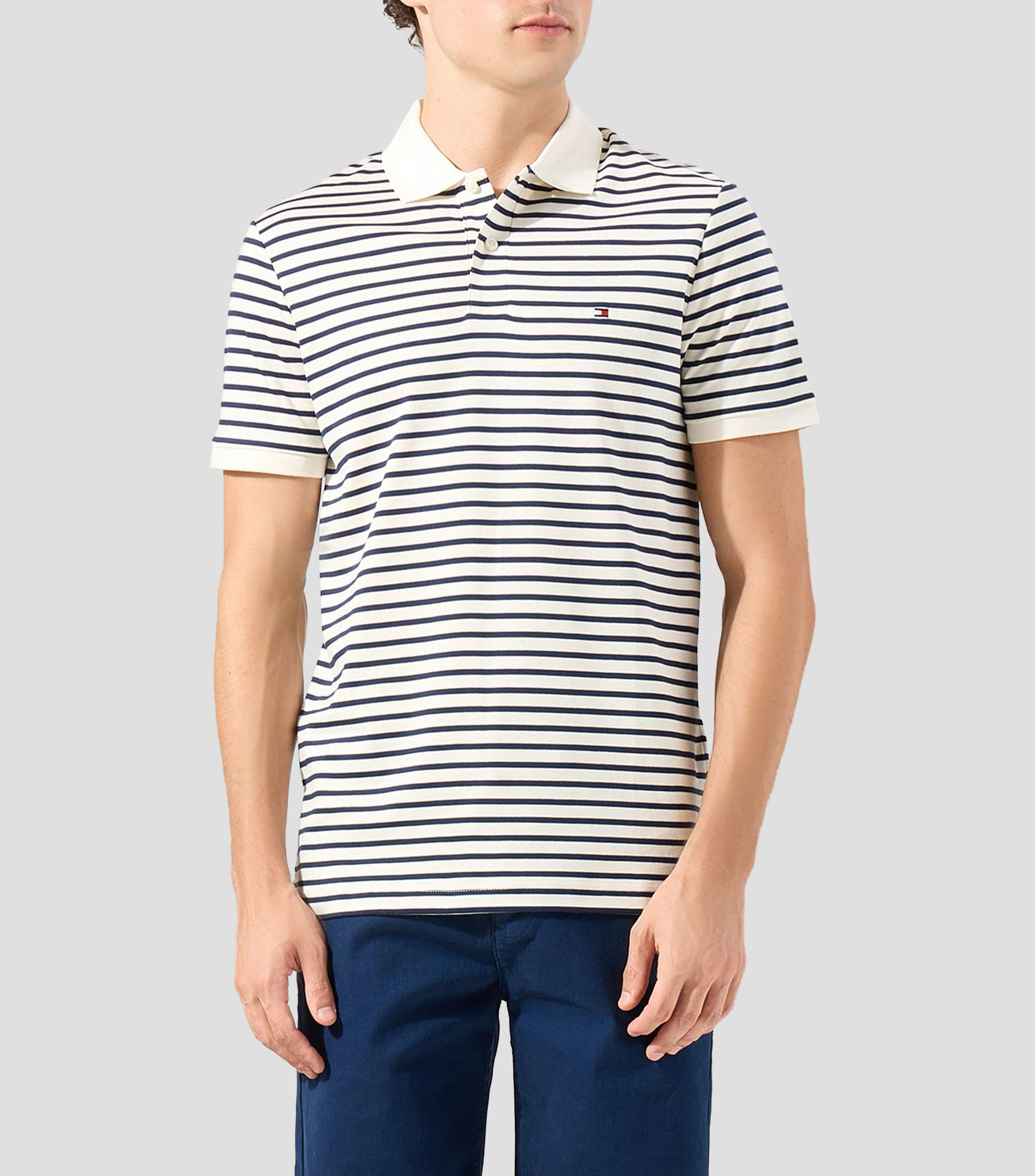 Playera tipo polo manga corta de rayas Hombre