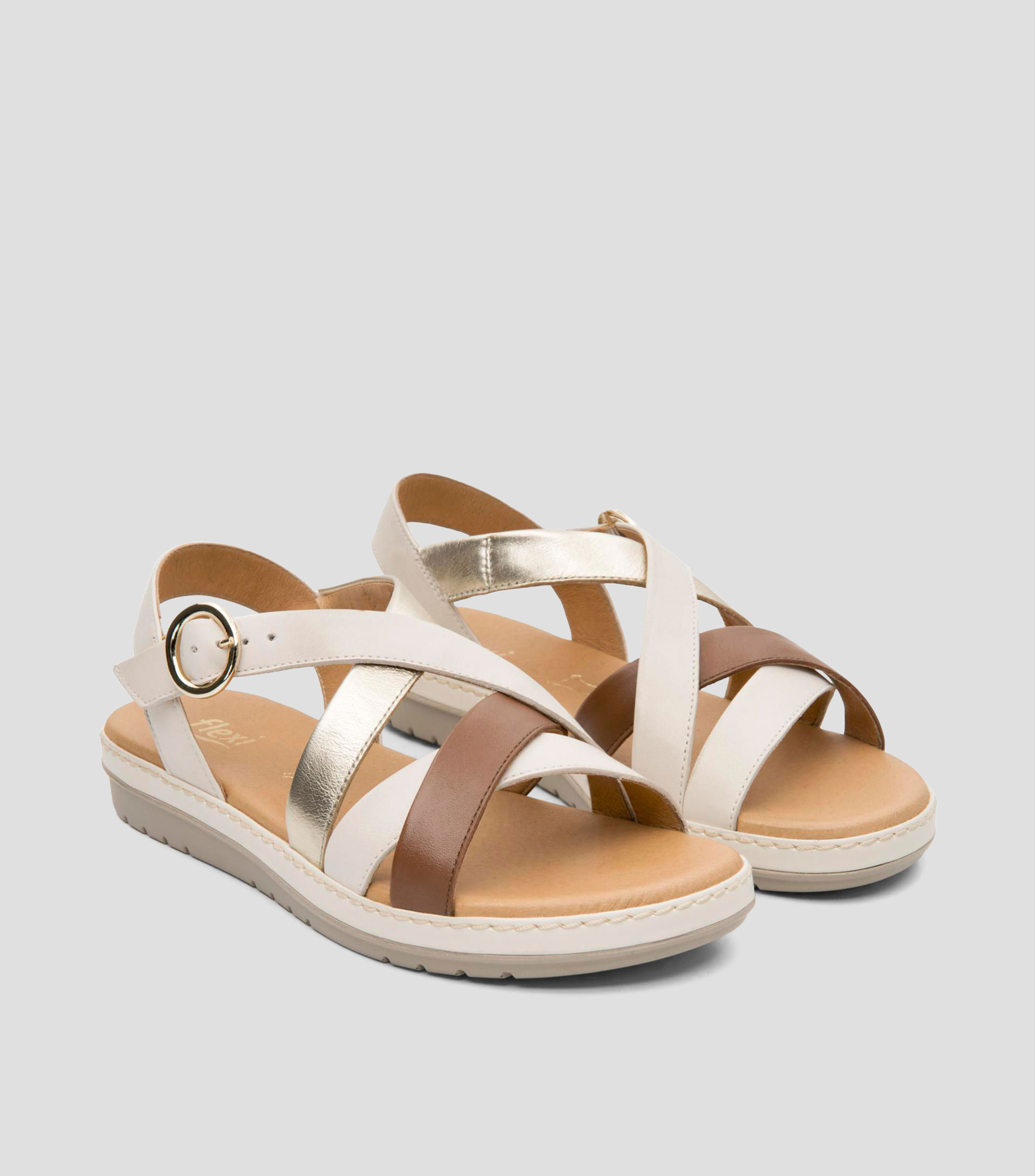 Sandalias de tacón bajo ancho en piel Peonia Mujer
