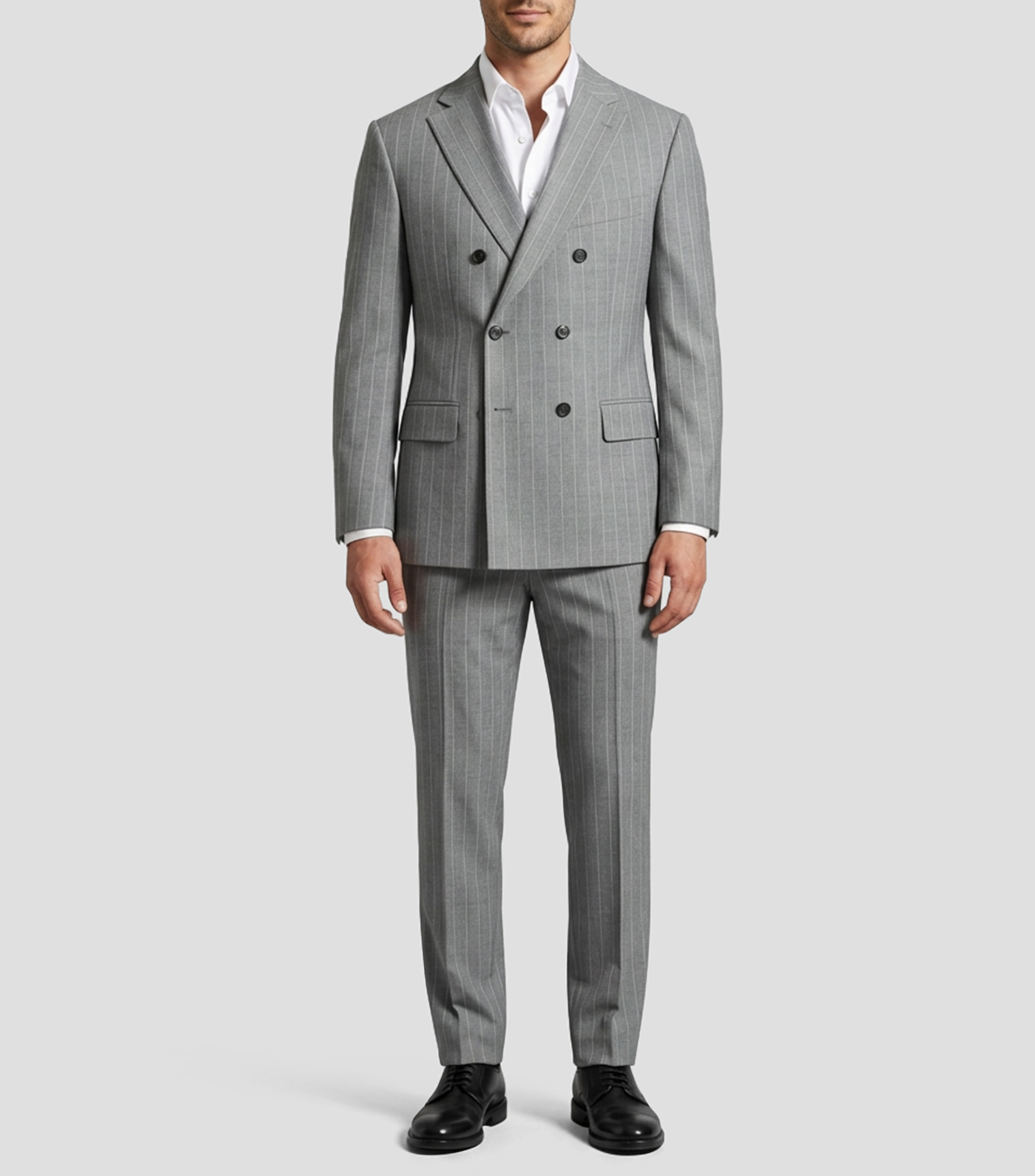Traje de lana de corte slim con rayas Hombre