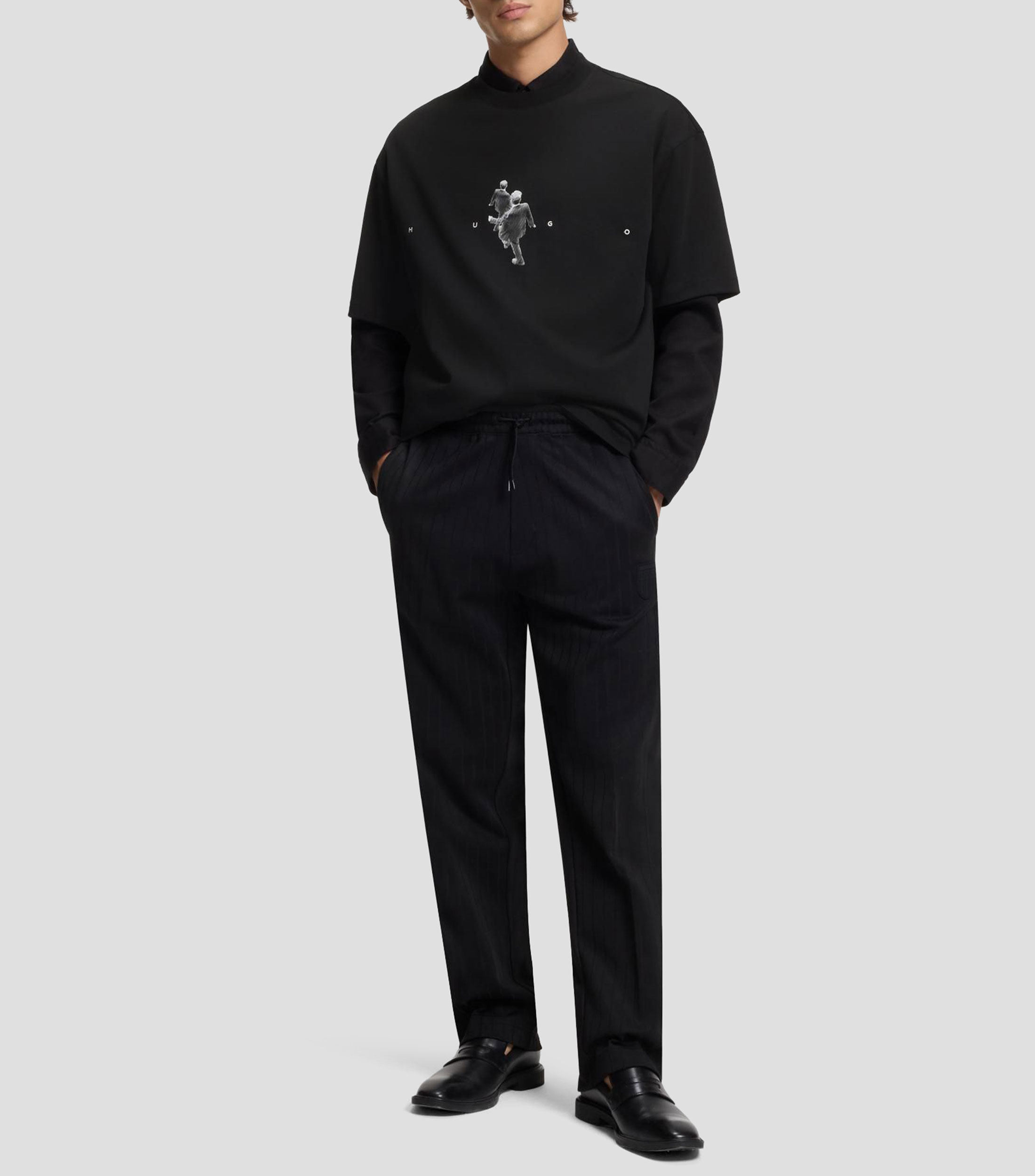 Playera oversized en punto de algodón con ilustración gráfica Hombre