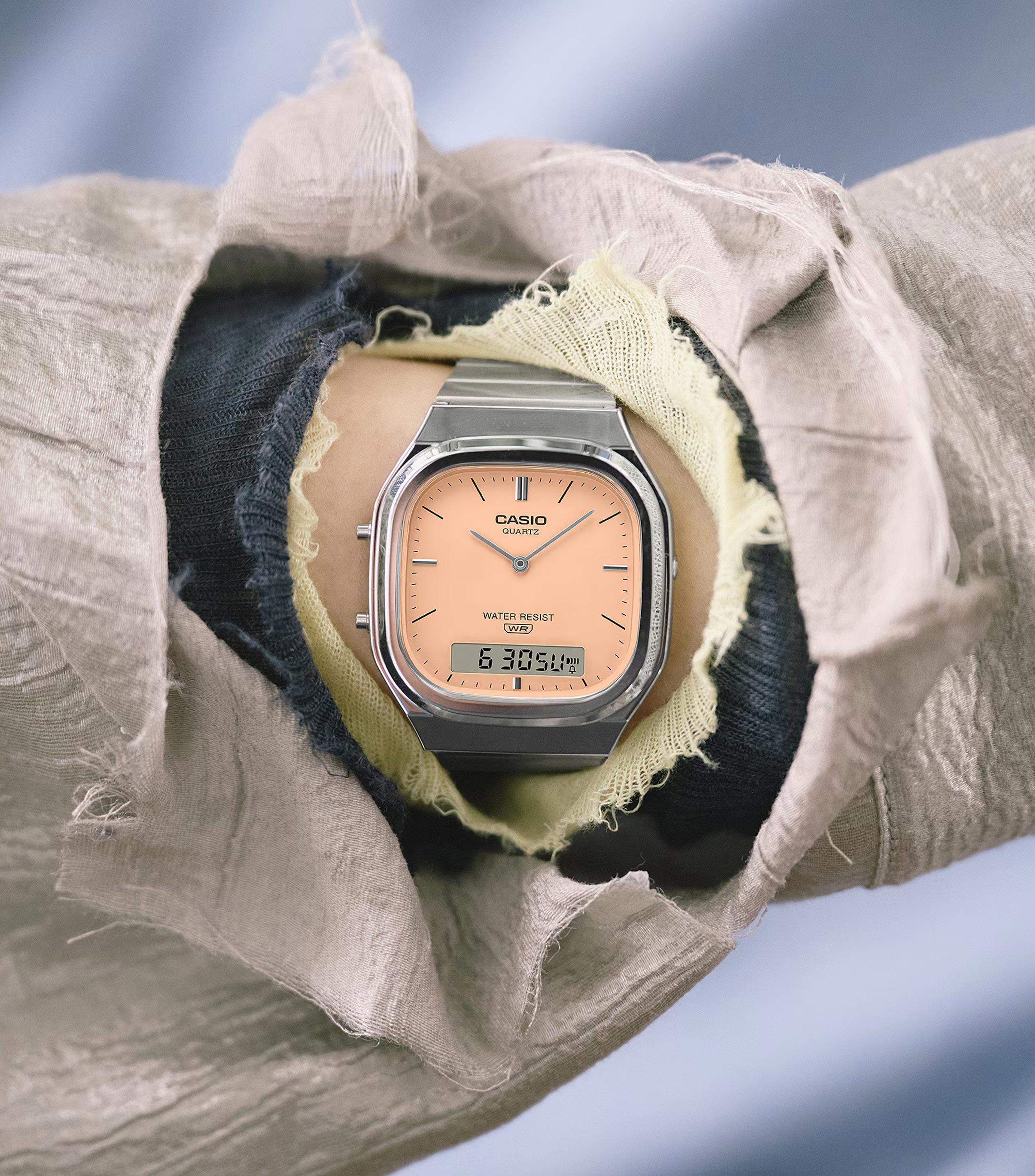 Reloj Unisex Casio Vintage Clásico Casual Plateado, Salmón