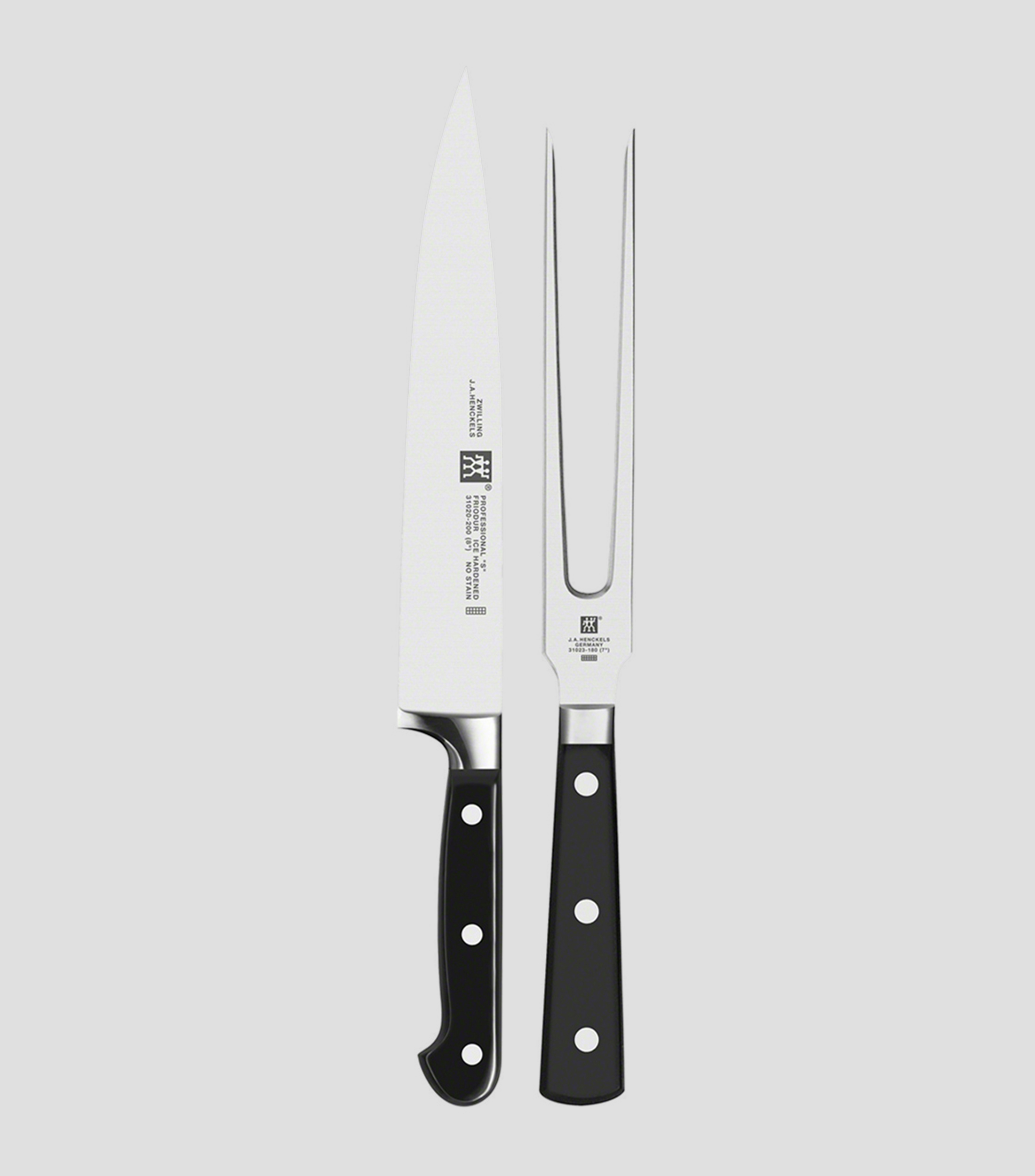 Set de cuchillo y trinche en acero inoxidable