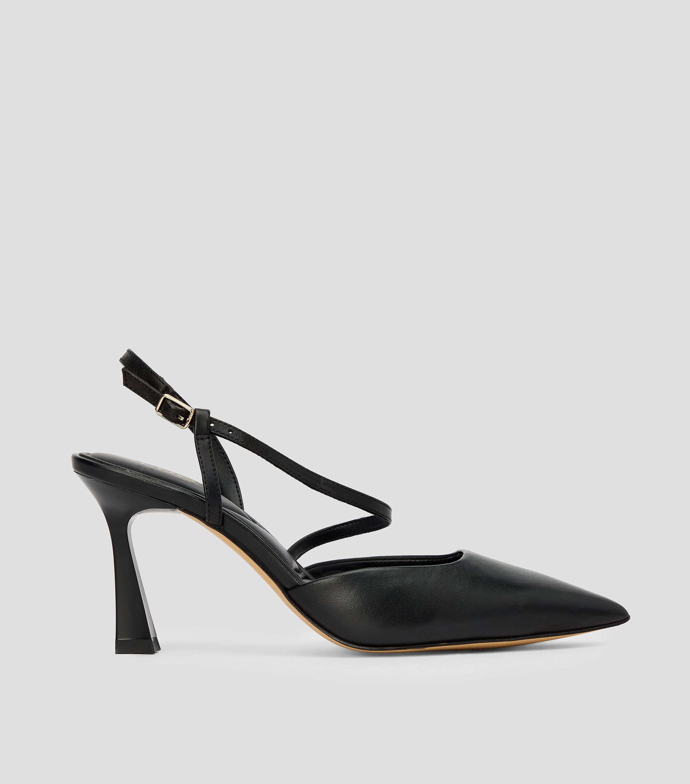 Zapatillas tiras tacón delgado en piel lisas Mujer