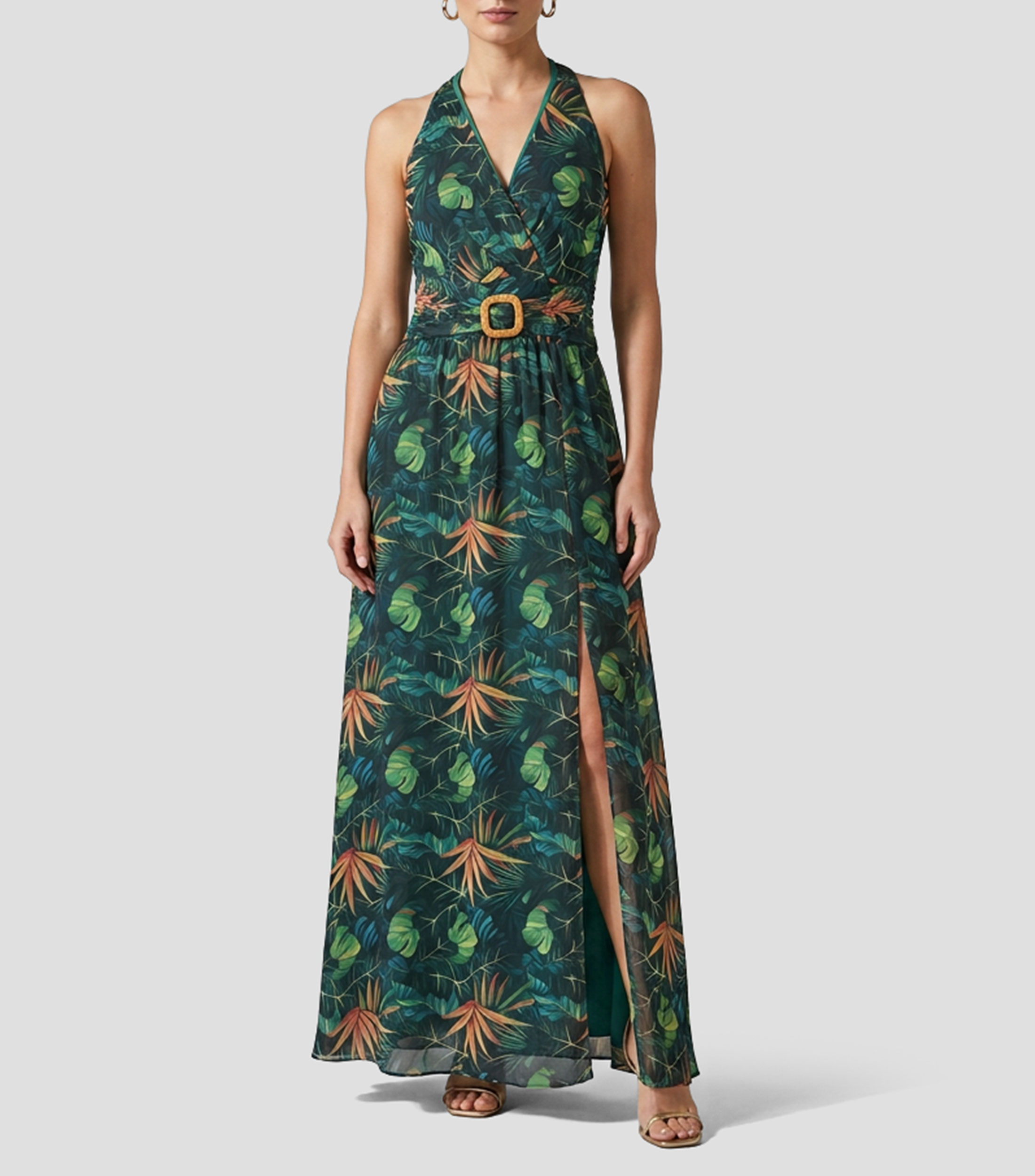 Vestido largo estampado Mujer