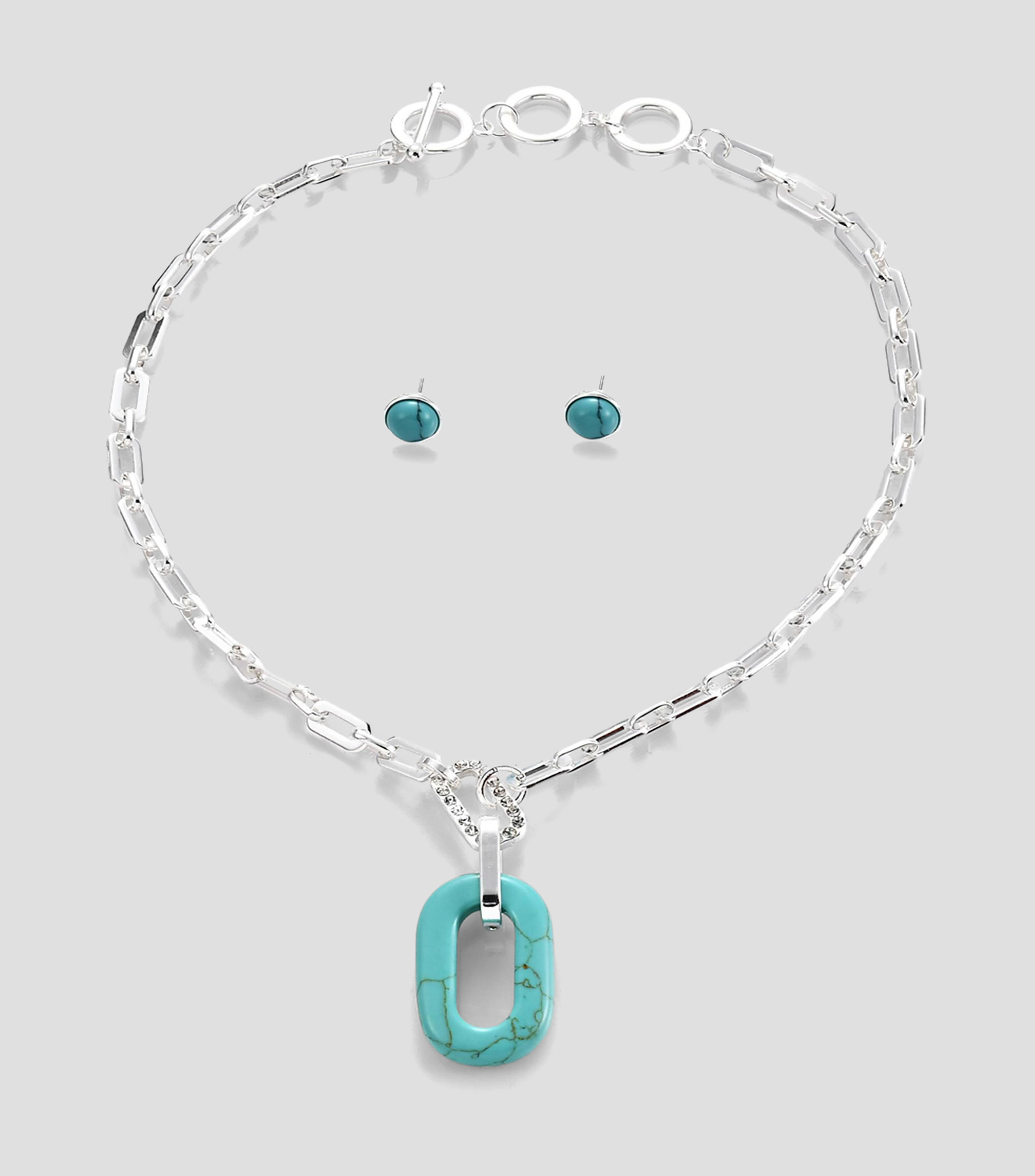 Set de collar y aretes con turquesa Mujer