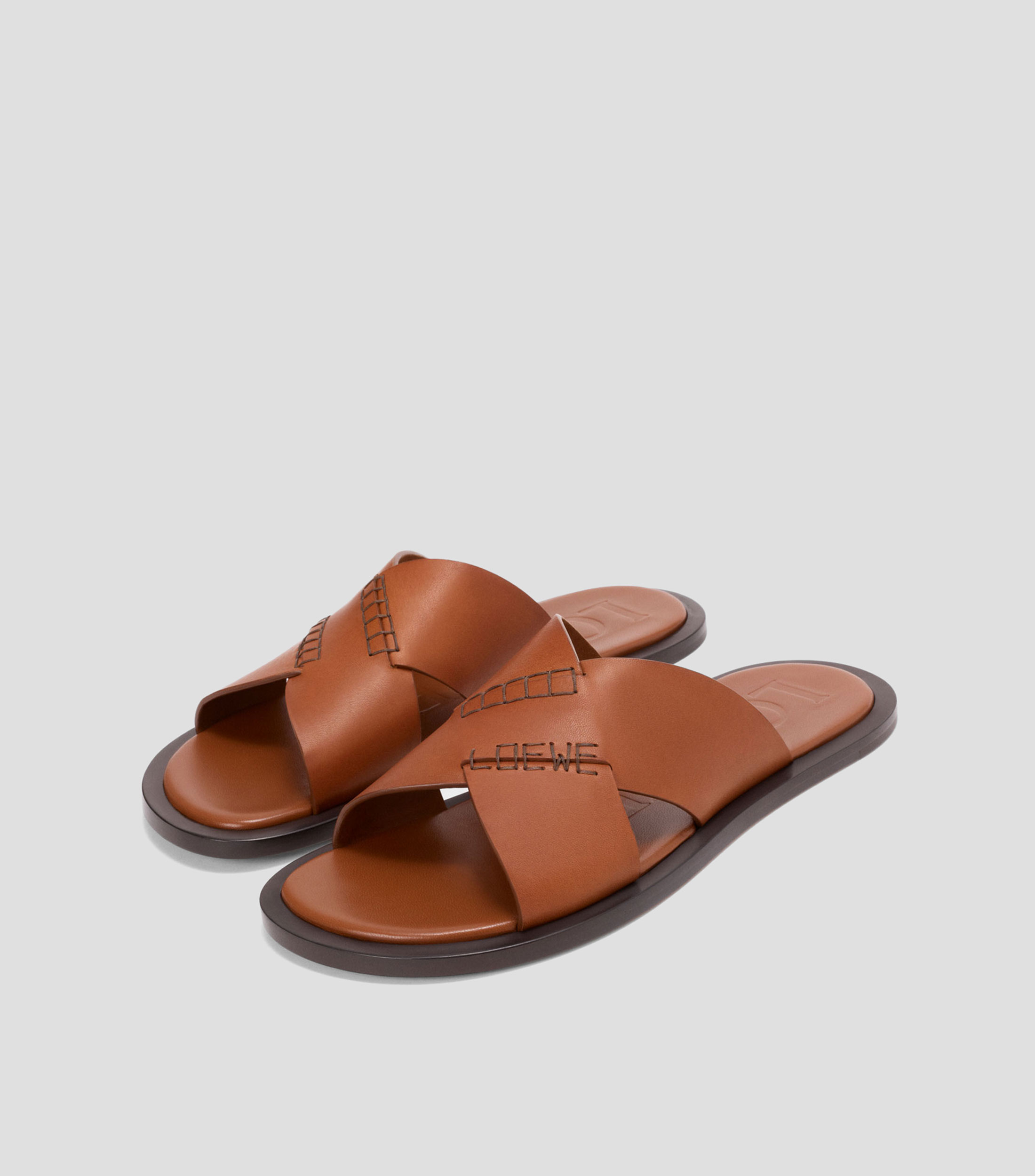 Sandalia cruzada Flex en piel de ternera de curtido vegetal Hombre
