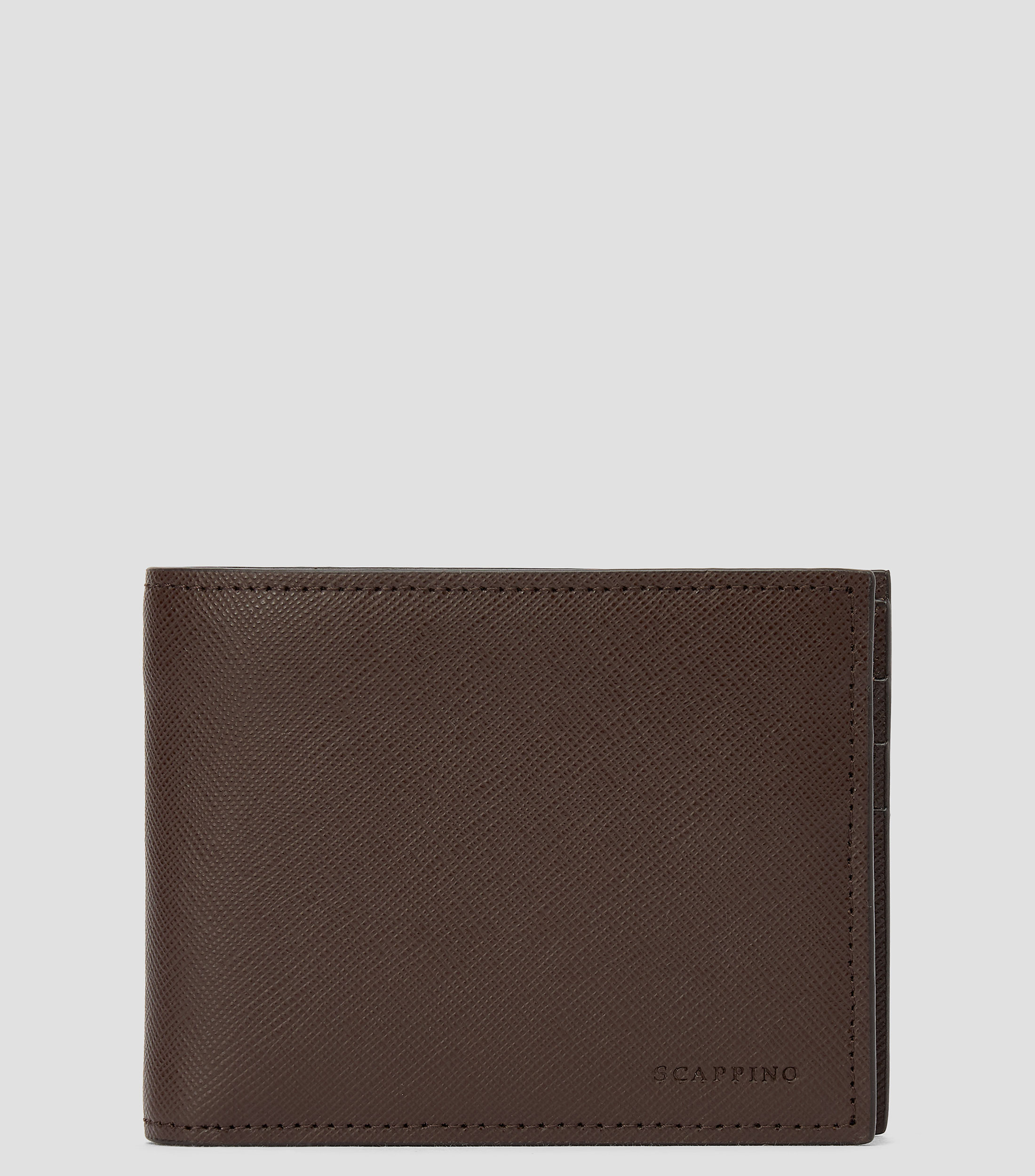 Cartera bifold en piel granulada Hombre