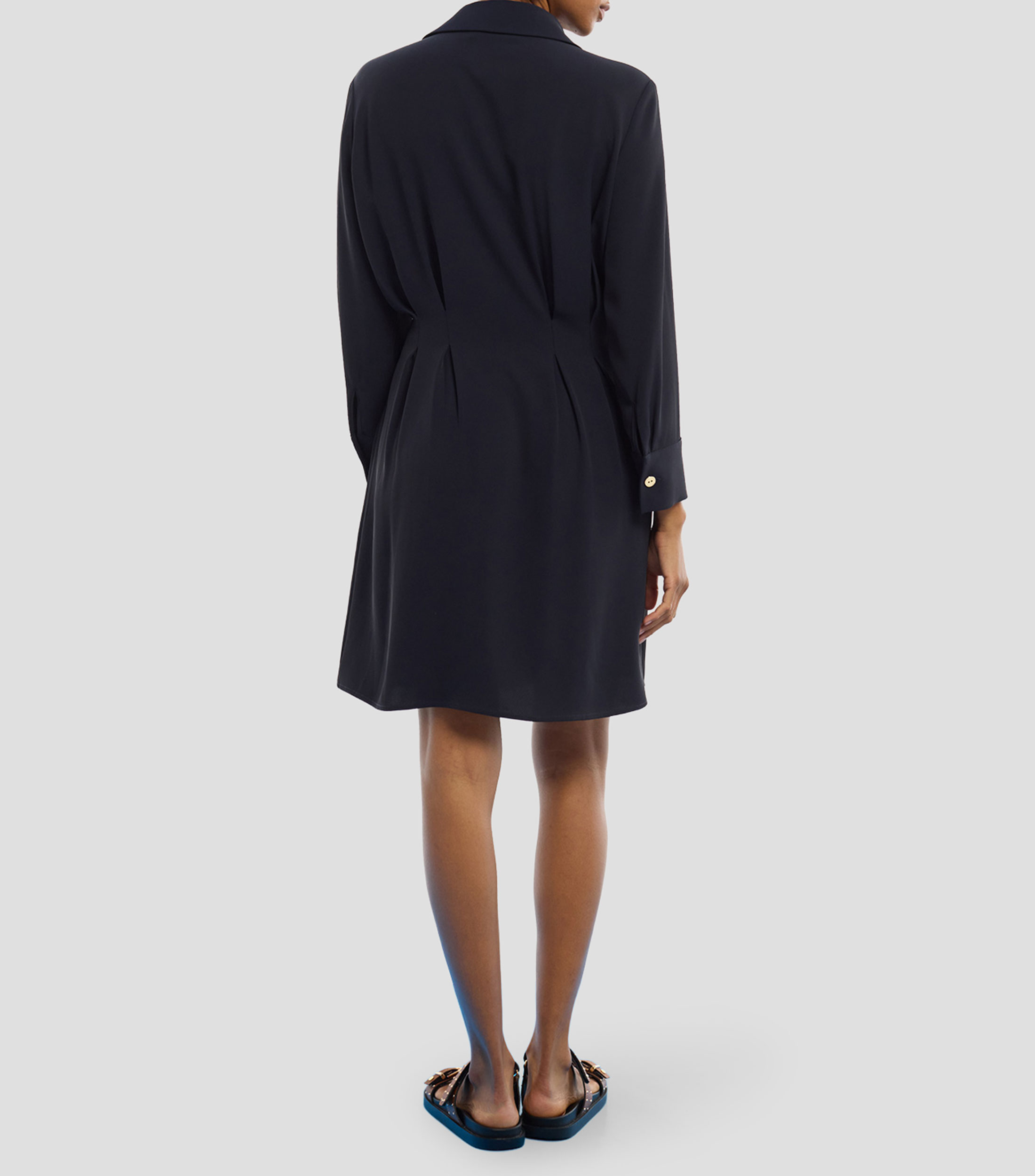 Vestido midi manga larga liso Mujer