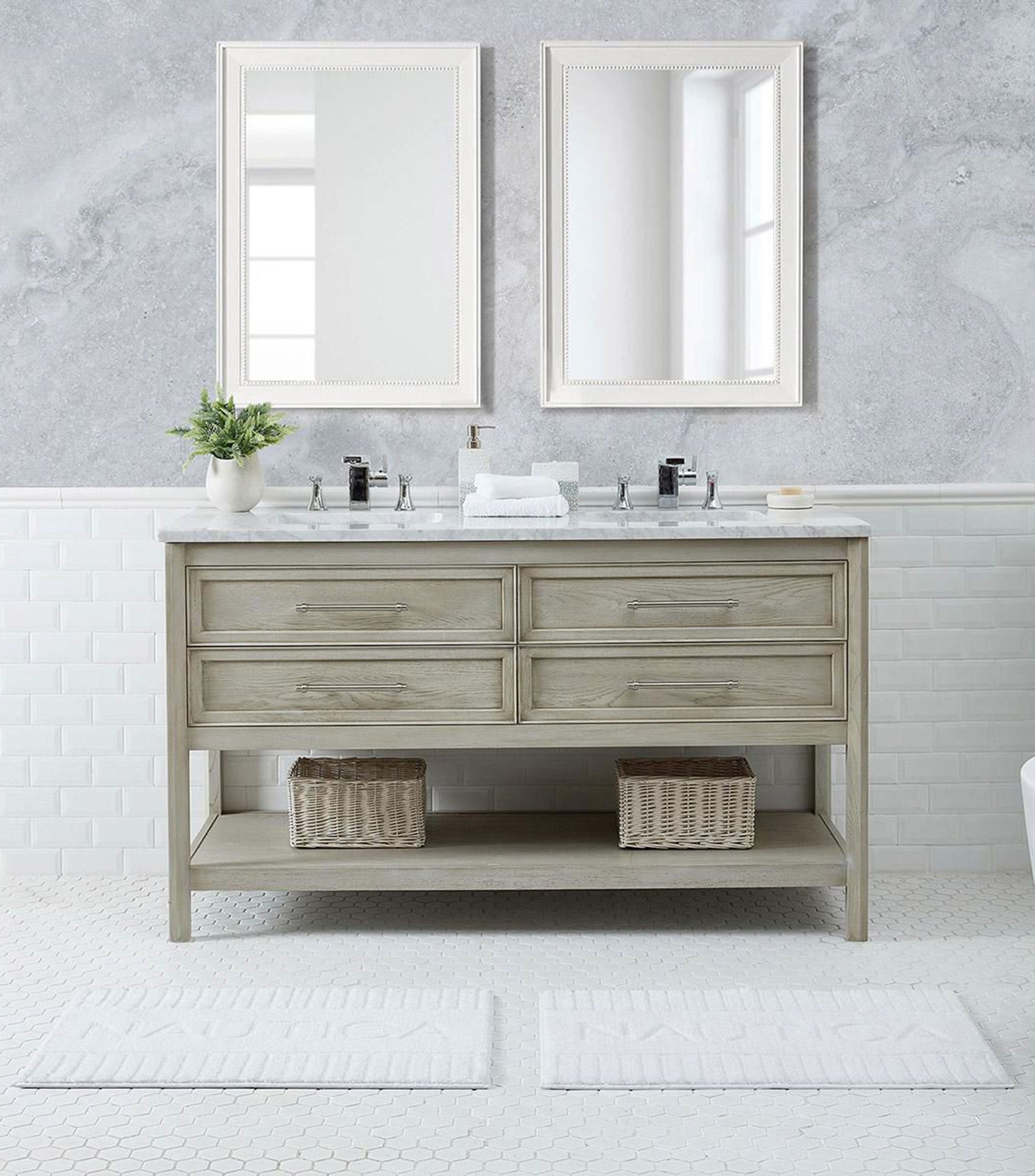 Tapete de baño tipo toalla Navy Estándar blanco rectangular