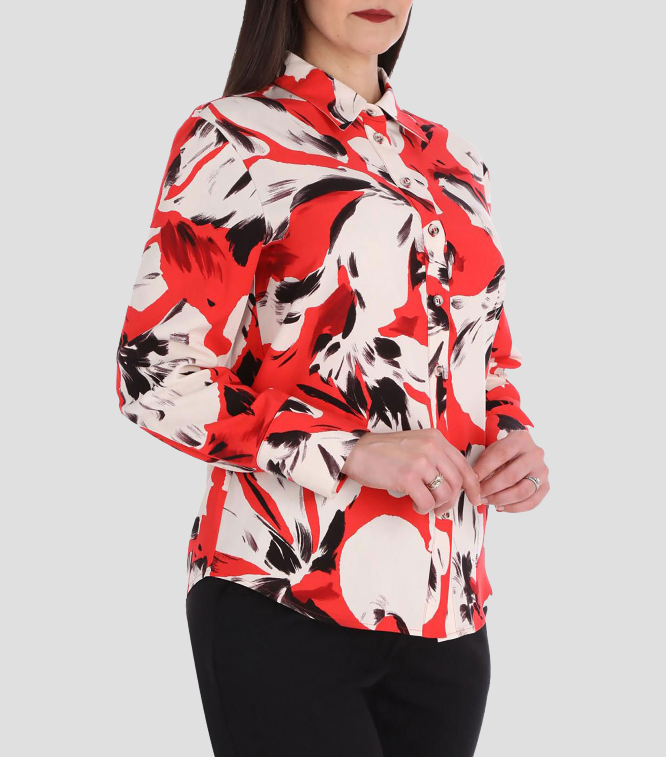 Blusa estampada manga larga Mujer