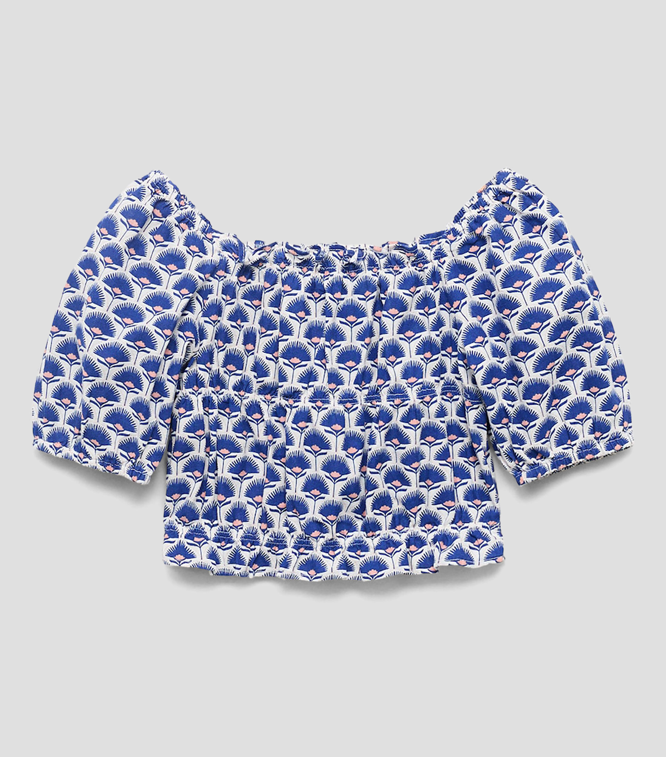 Blusa en lino con estampado floral Niña