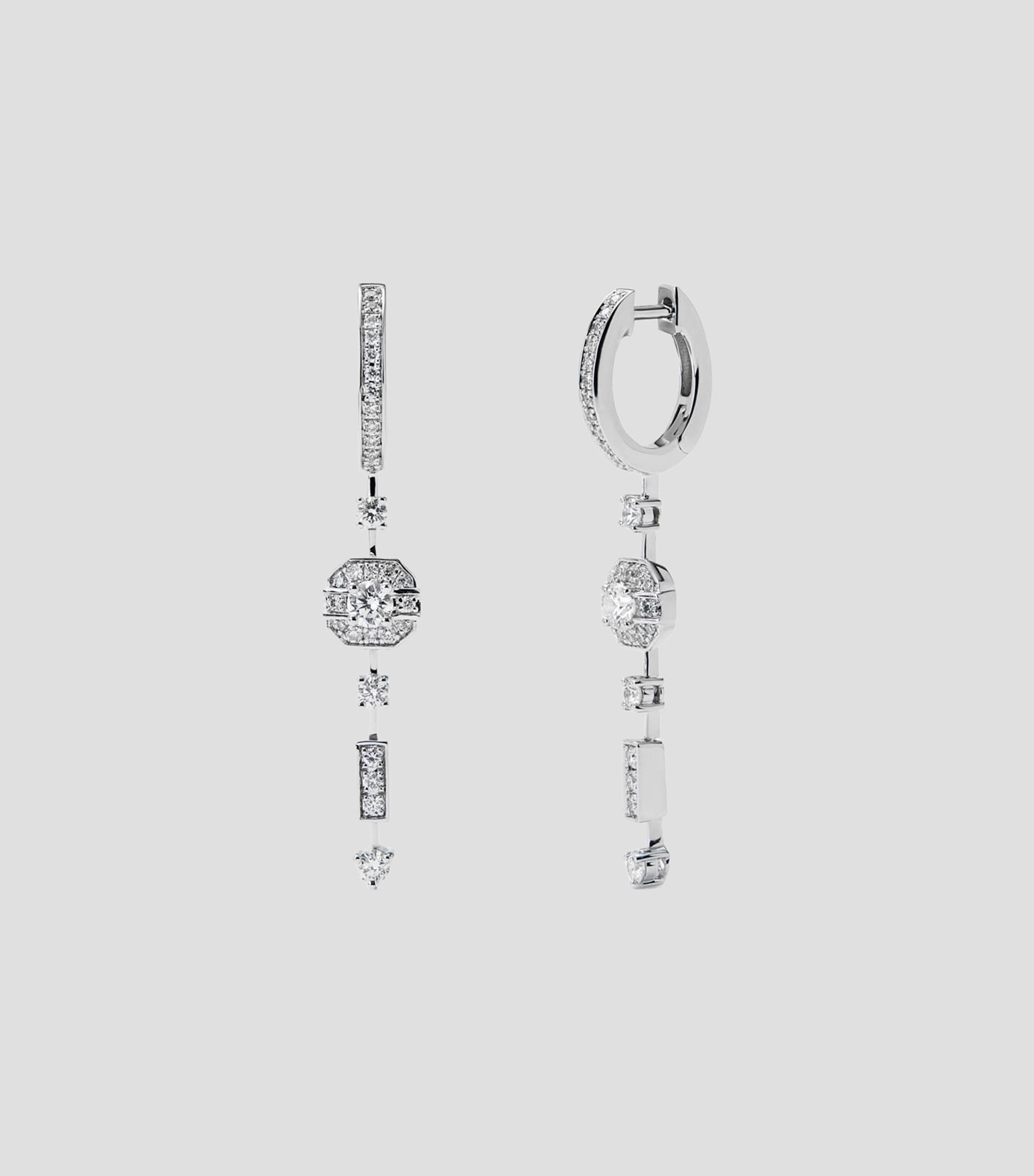 Aretes en oro blanco 18 kilates con diamantes Compromiso Decó Mujer