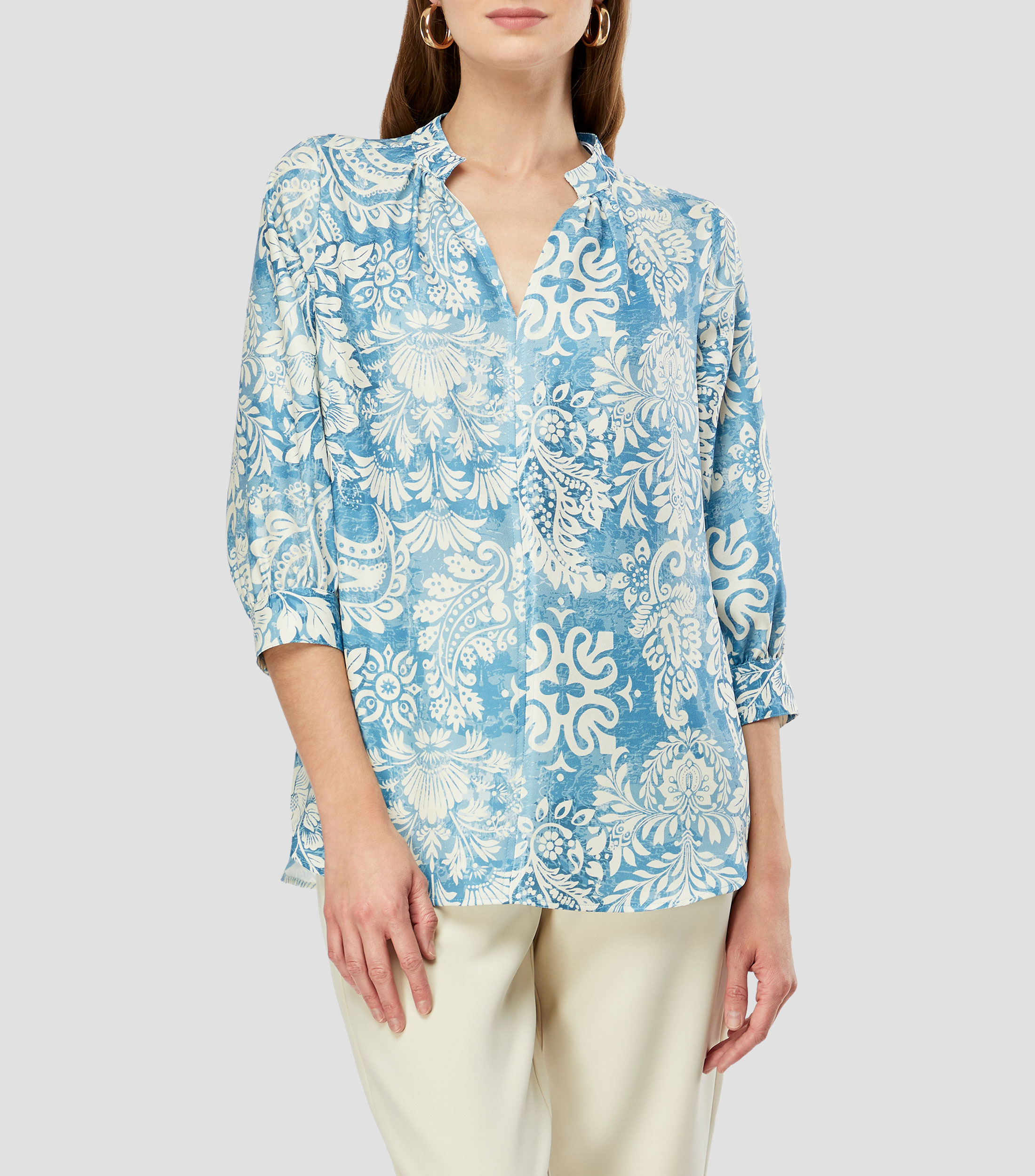 Blusa estampada manga 3/4 Mujer