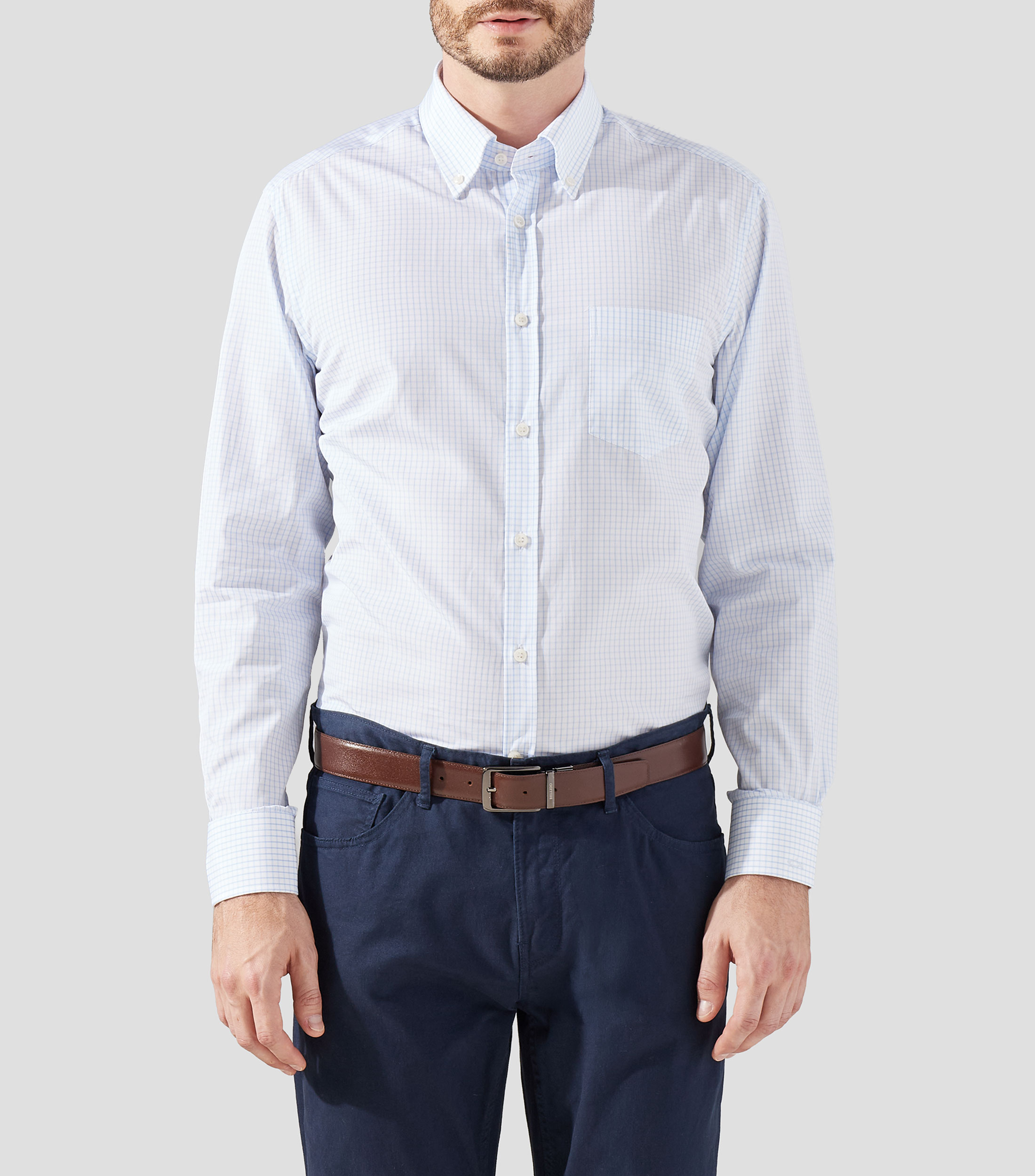 Camisa cuadros manga larga Hombre
