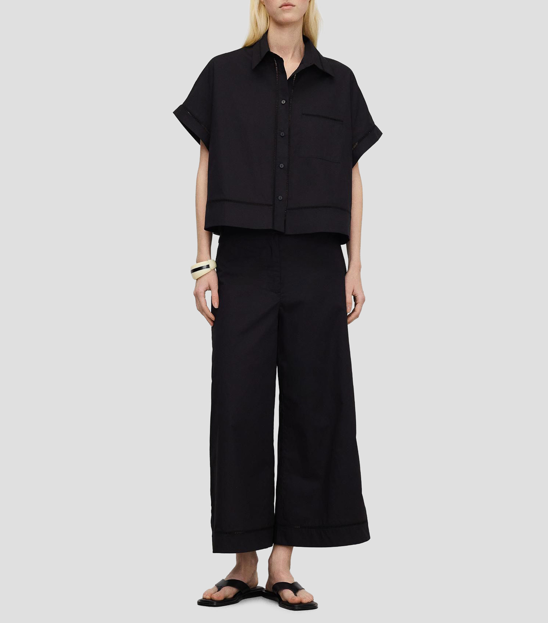 Camisa lisa con manga corta Mujer