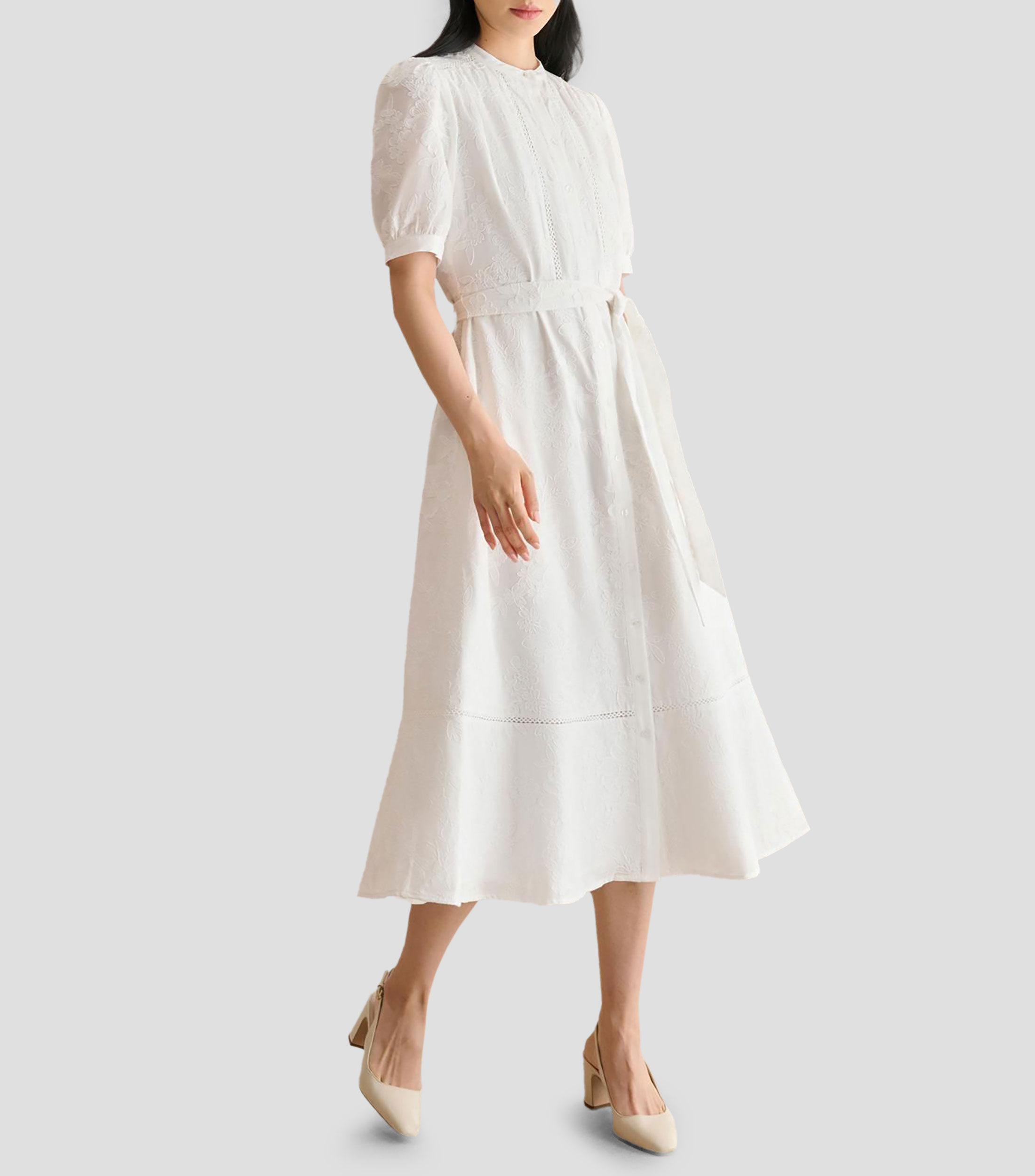 Vestido midi liso Mujer