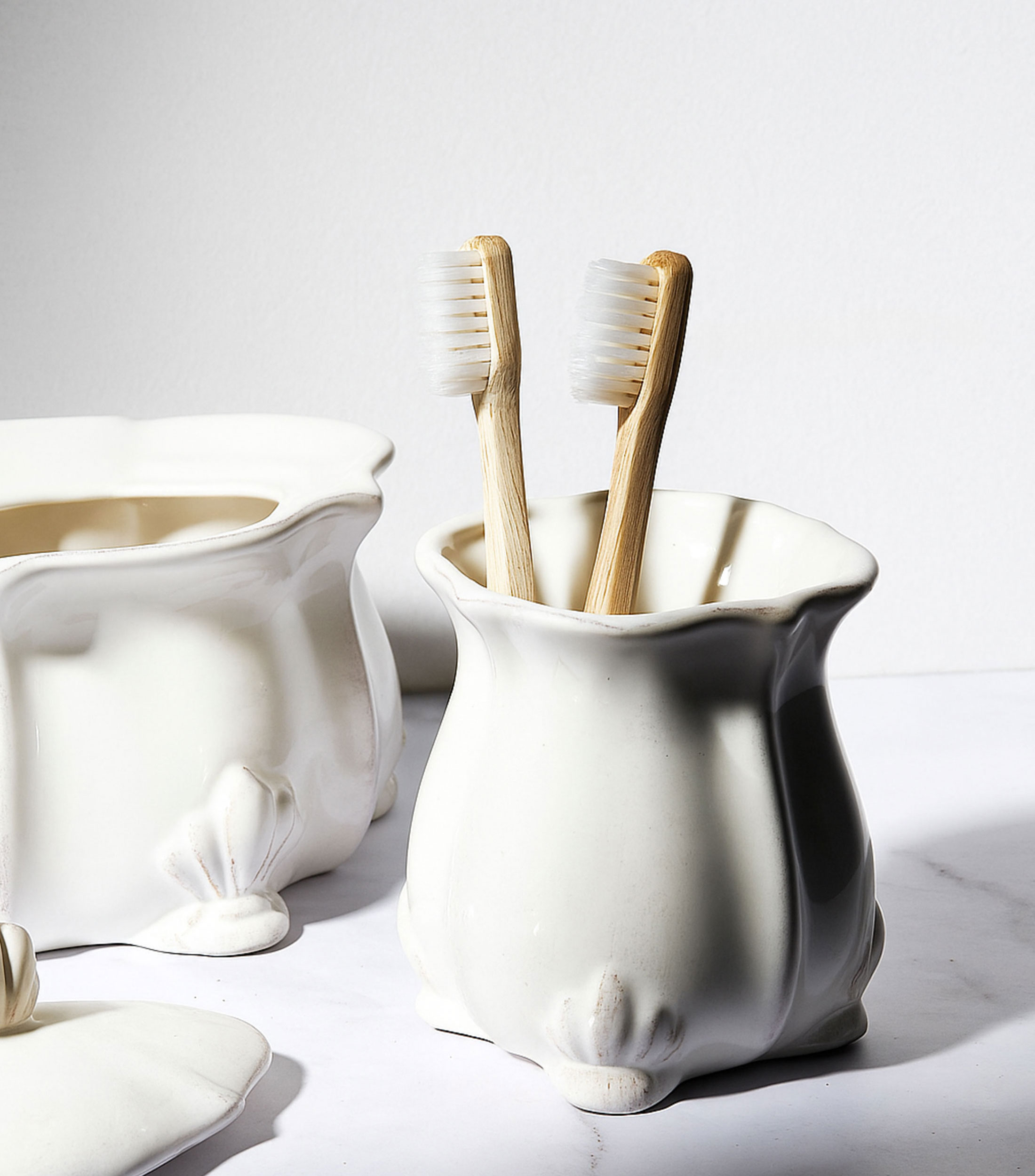 Vaso para cepillos Ros blanco