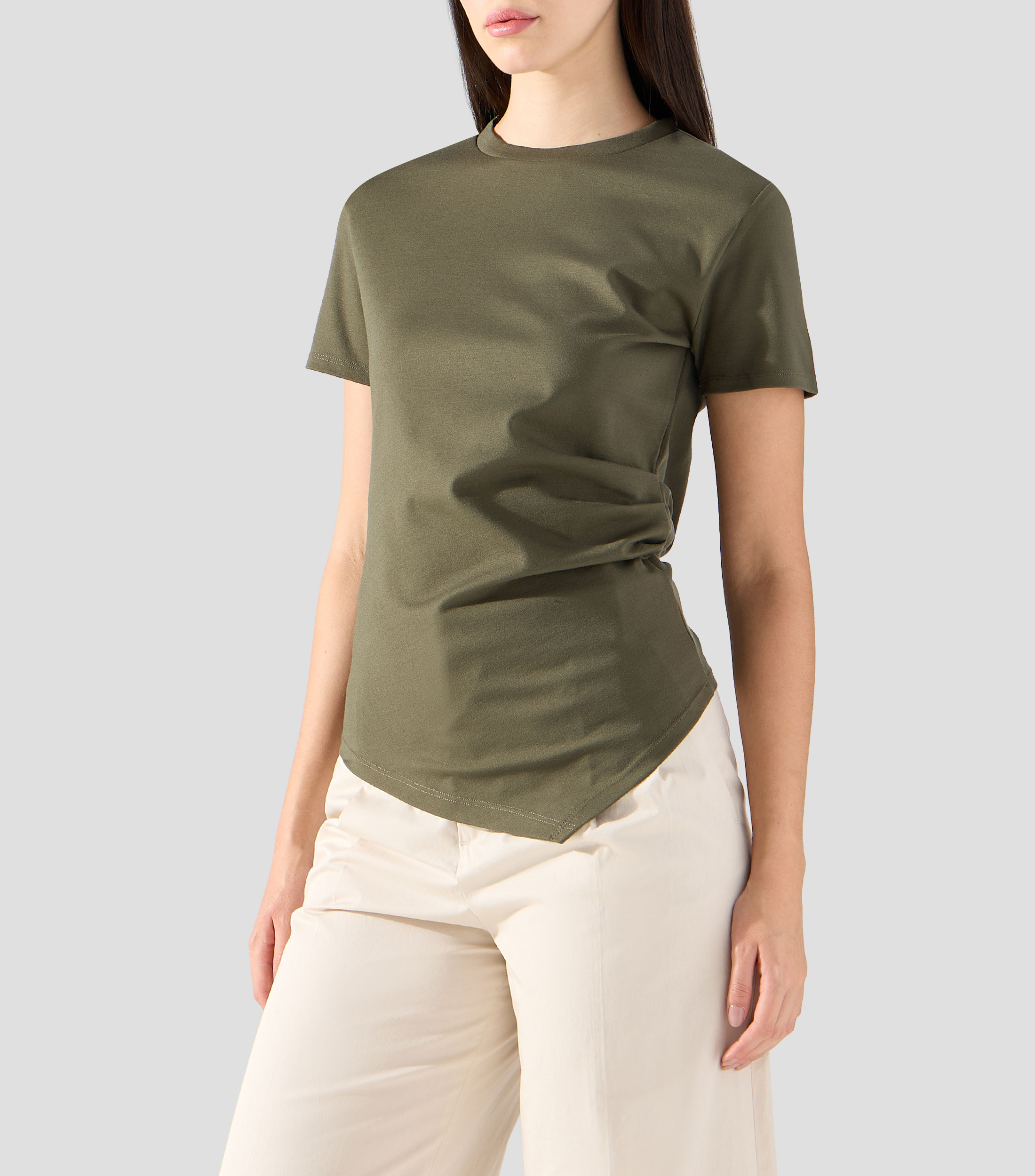 Playera cuello redondo manga corta lisa Mujer