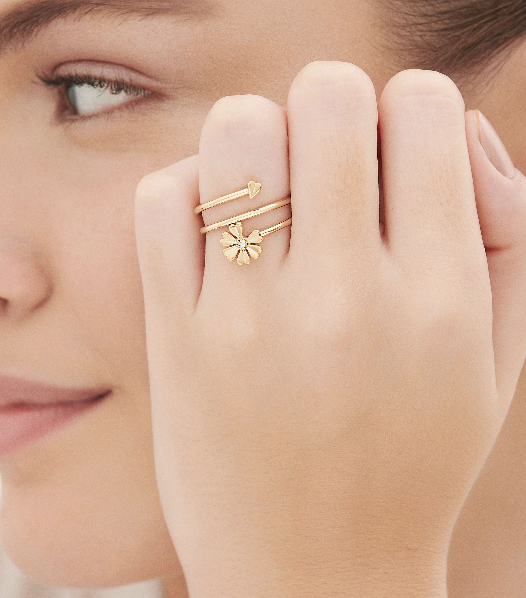 Anillo en oro amarillo de 18 kilates con diamante MyCollection Love Me Mujer