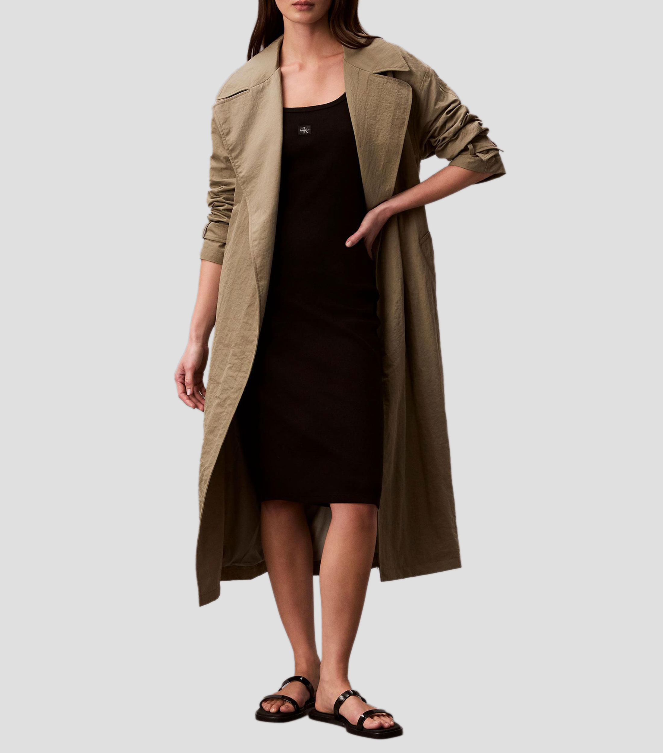 Vestido midi liso Mujer