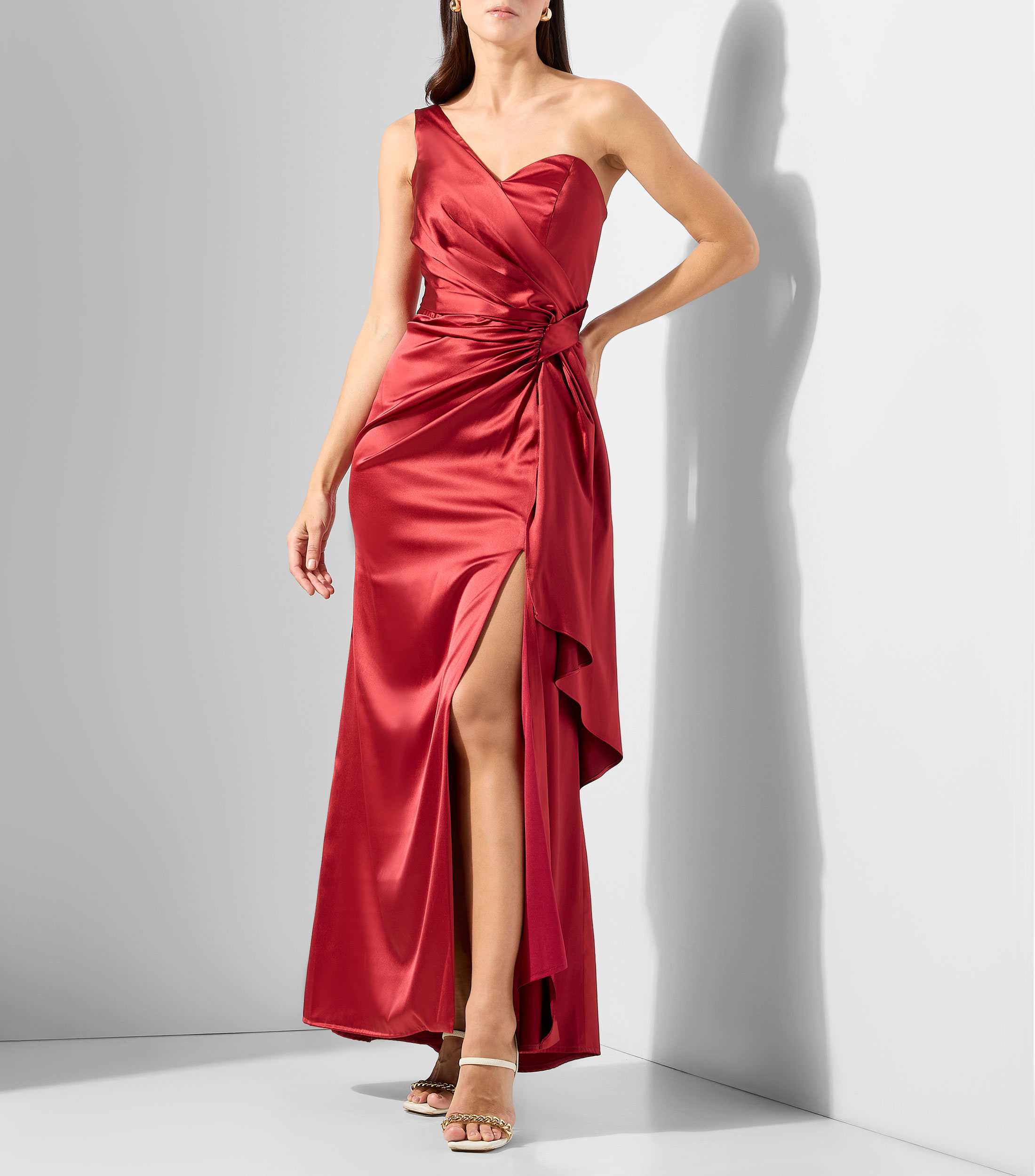 Vestido largo liso Mujer