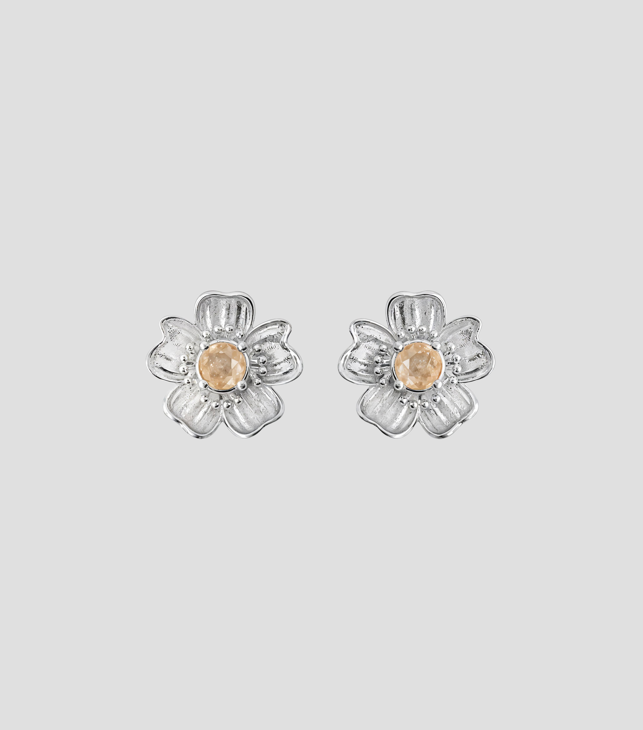 Broqueles en plata .925 de flor Mujer