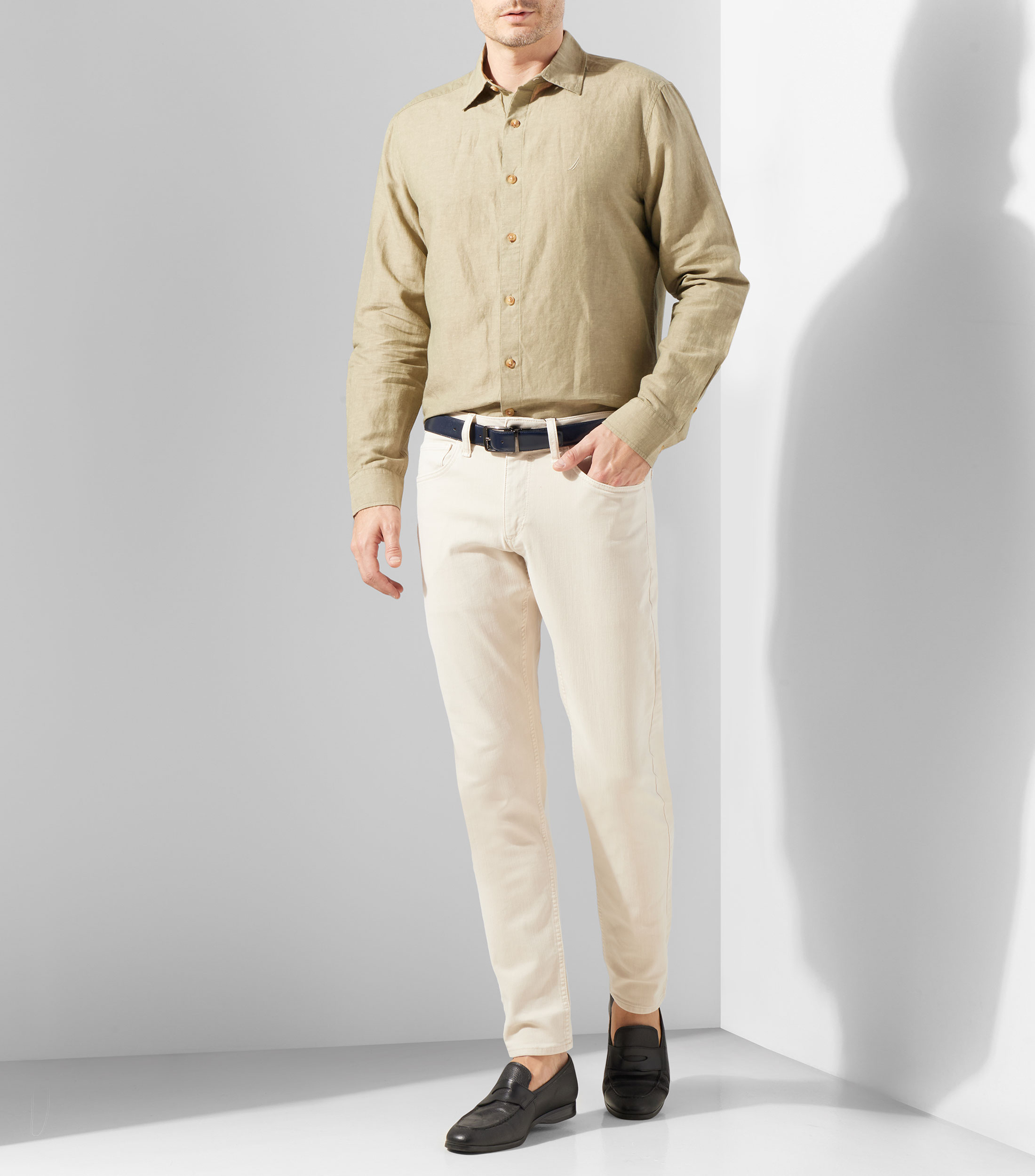 Camisa lisa manga larga Hombre