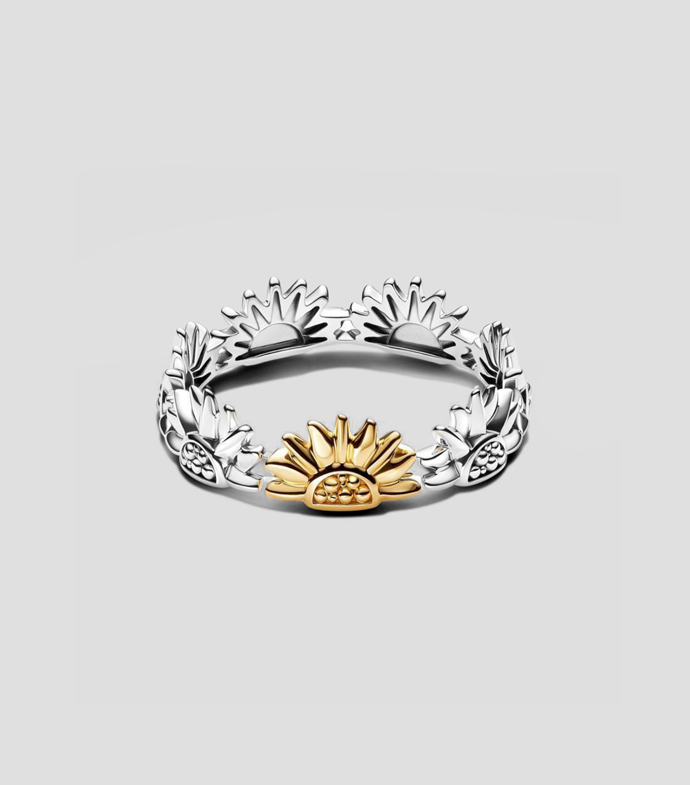 Anillo en plata con detalle de girasol Mujer