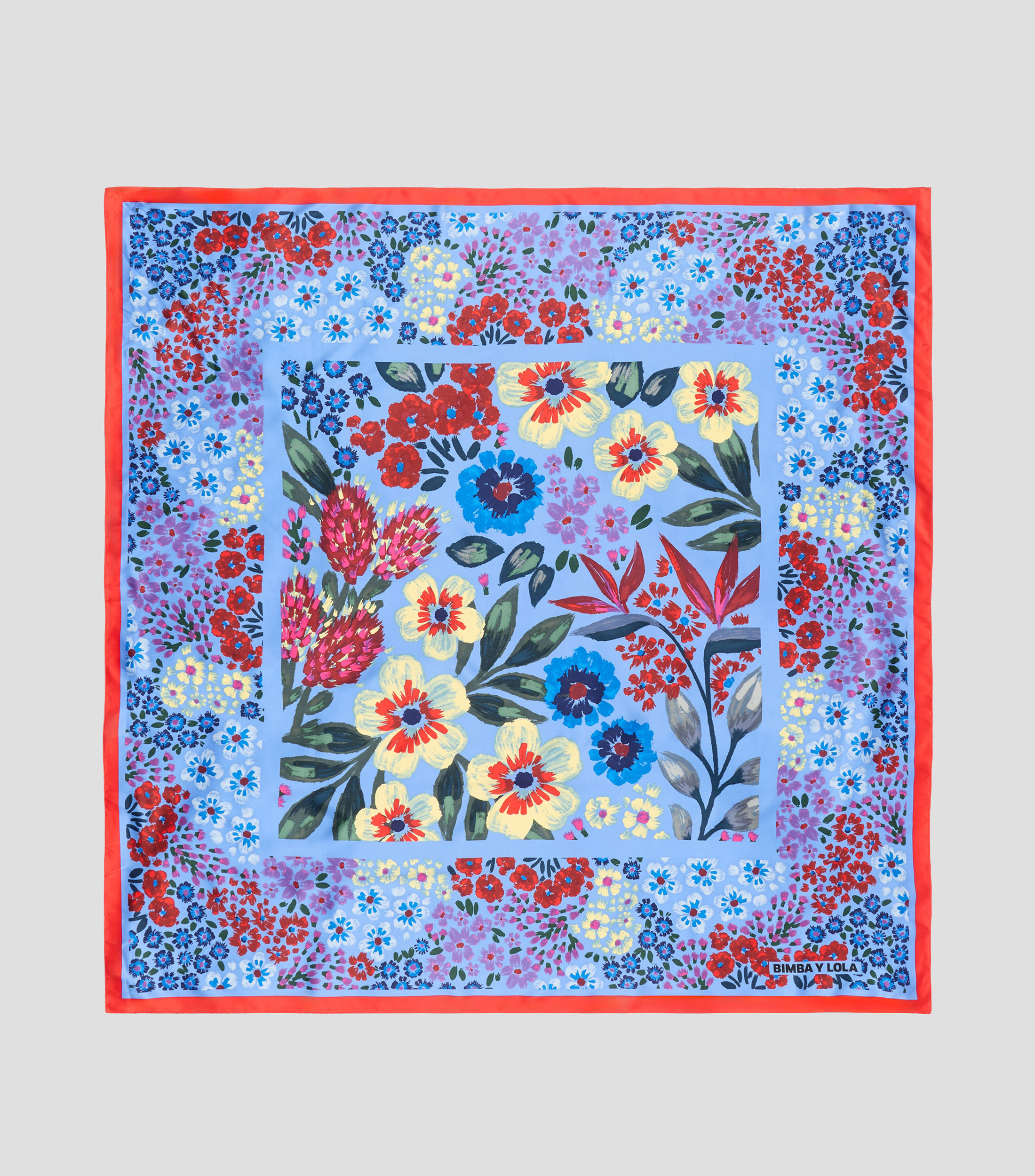 Pañuelo azul estampado flores Mujer