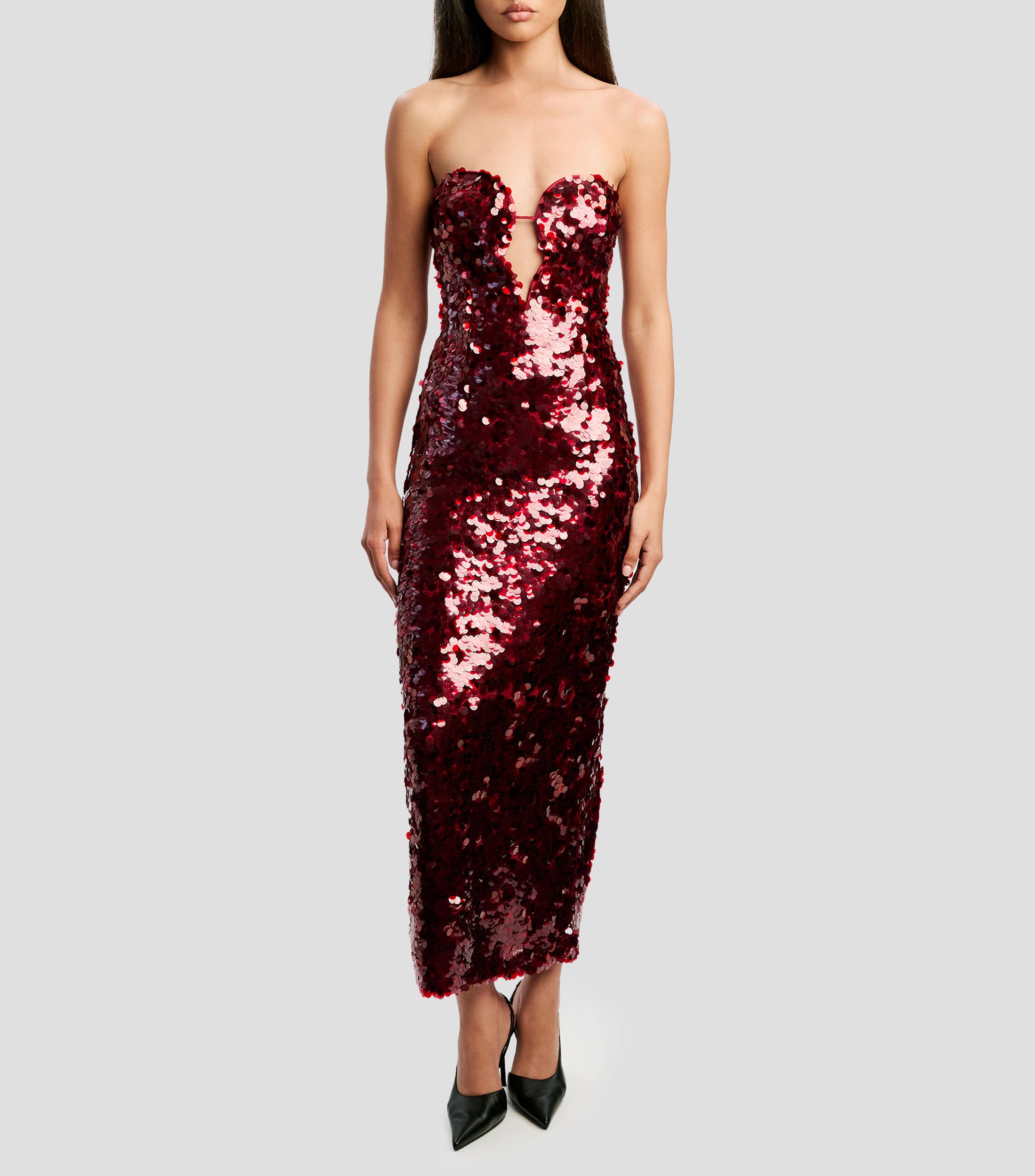 Vestido de fiesta largo con lentejuelas Mujer
