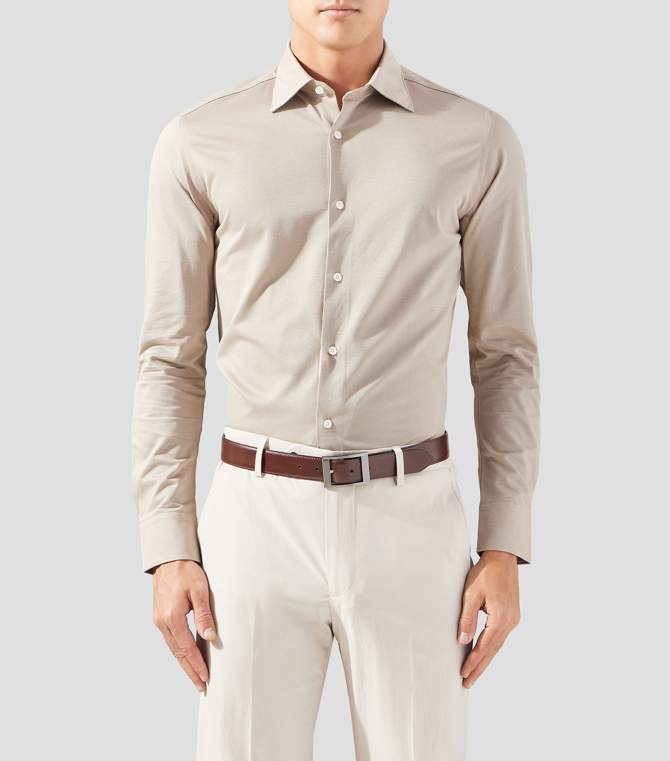 Camisa microdiseño manga larga Hombre