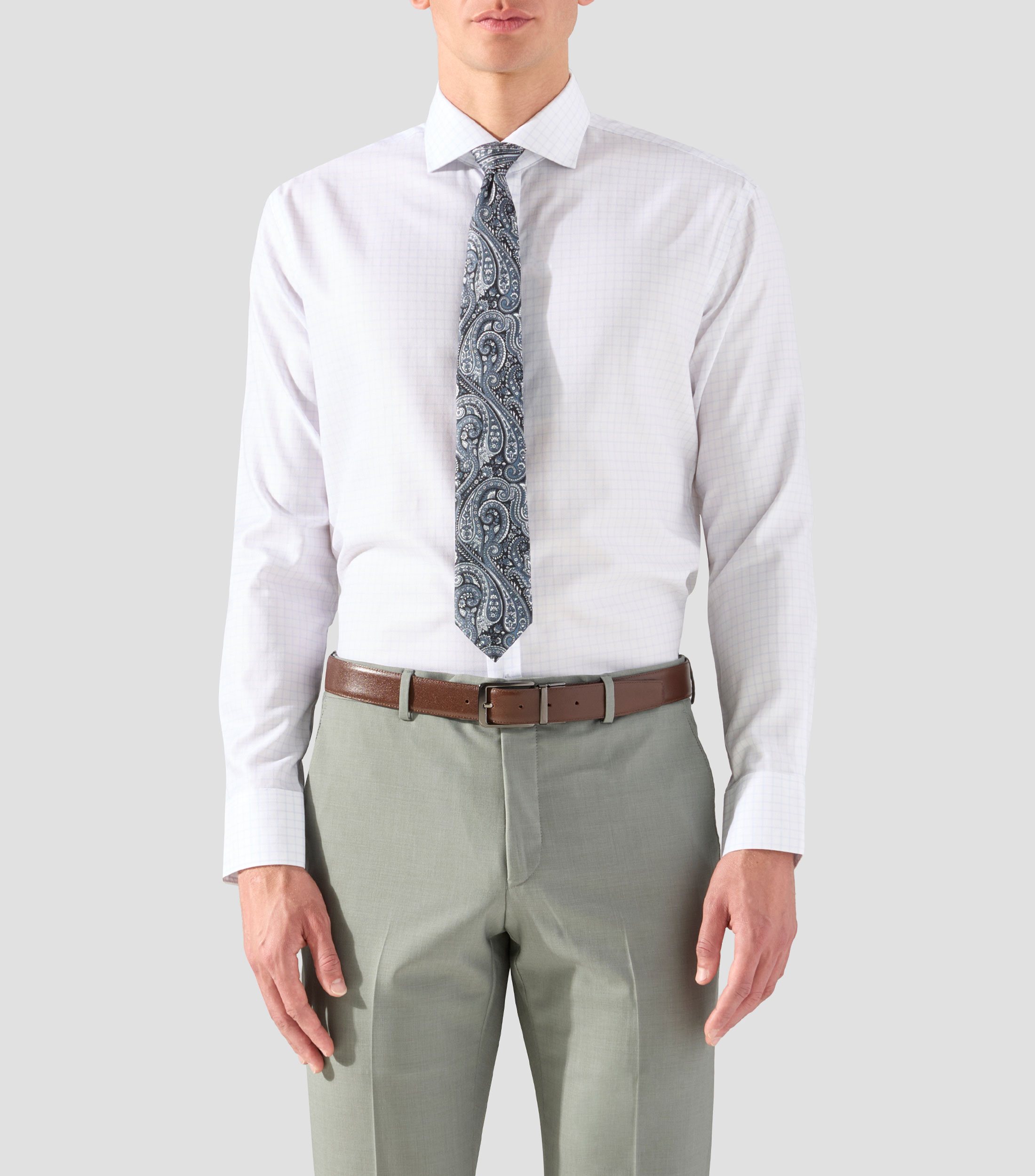 Camisa de vestir de cuadros con manga larga Hombre