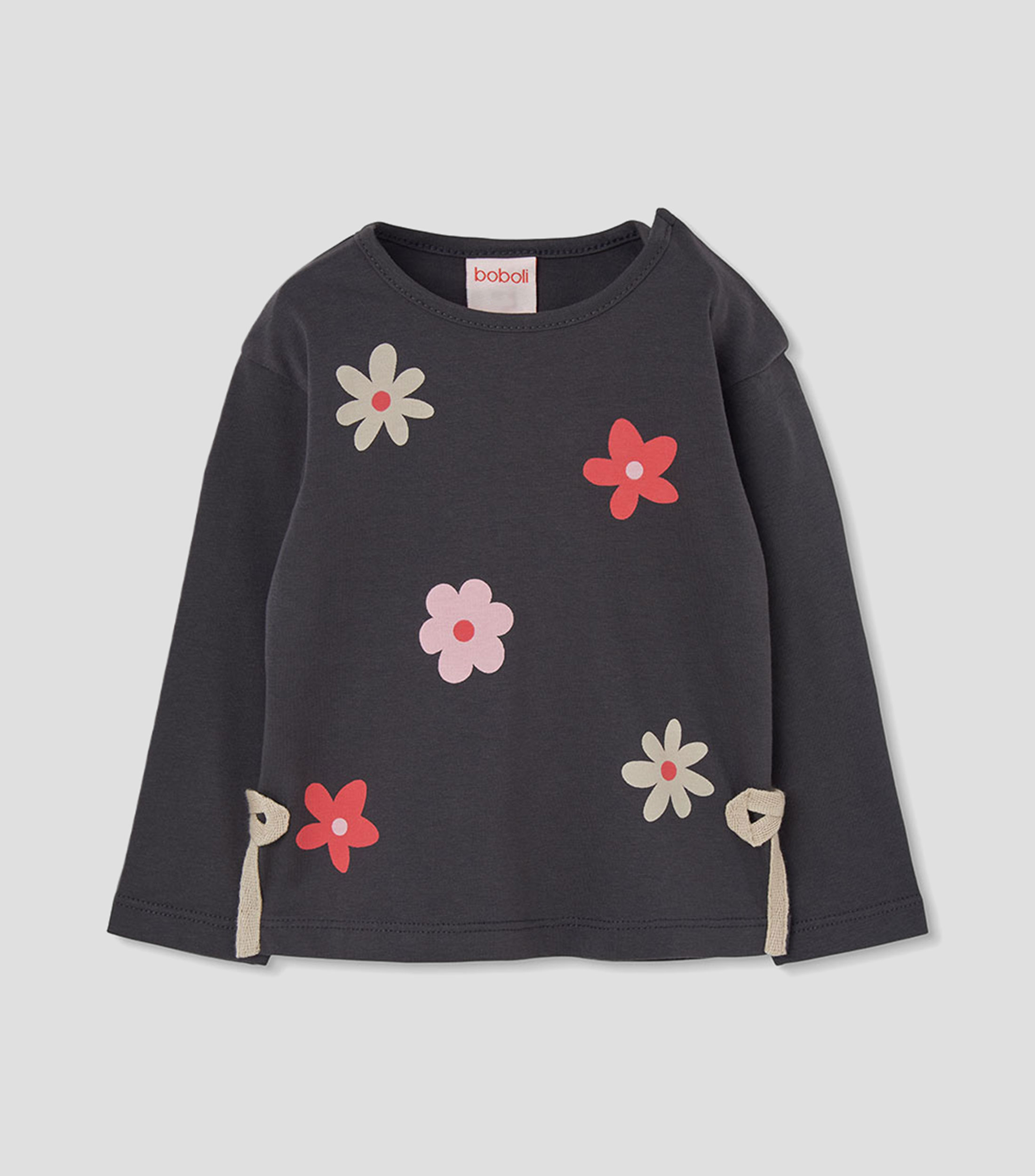 Playera de cuello redondo con manga larga estampada Niña