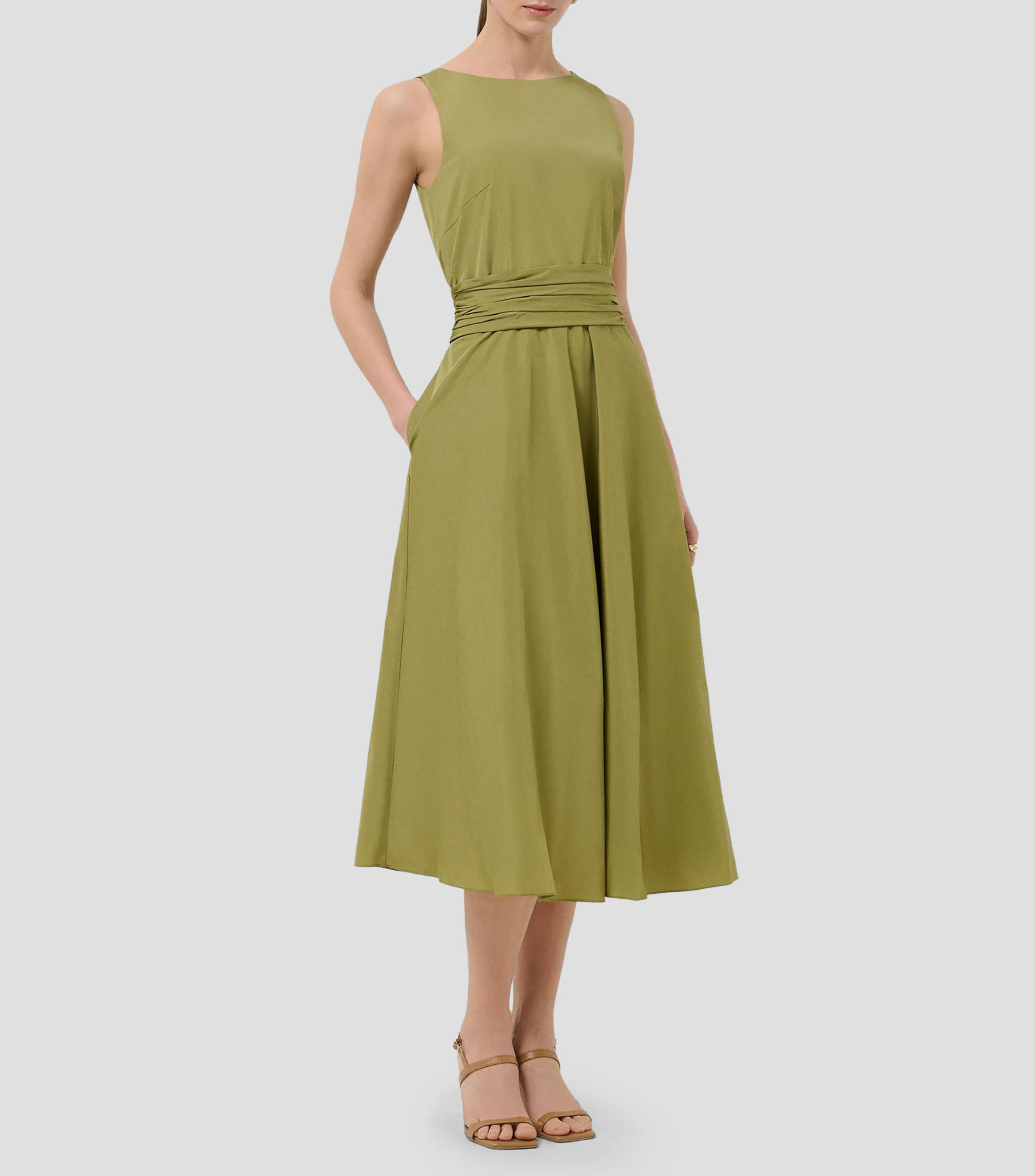 Vestido midi liso Mujer