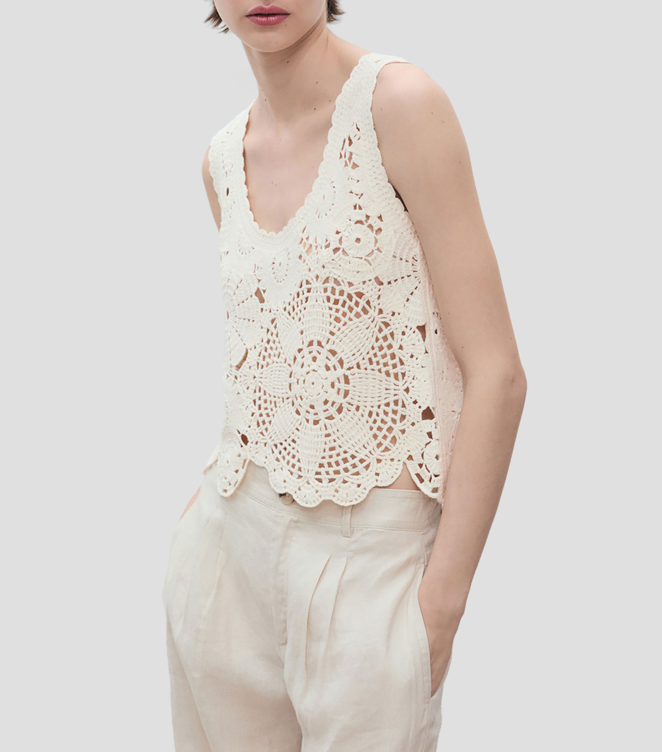 Top cuello redondo Mujer