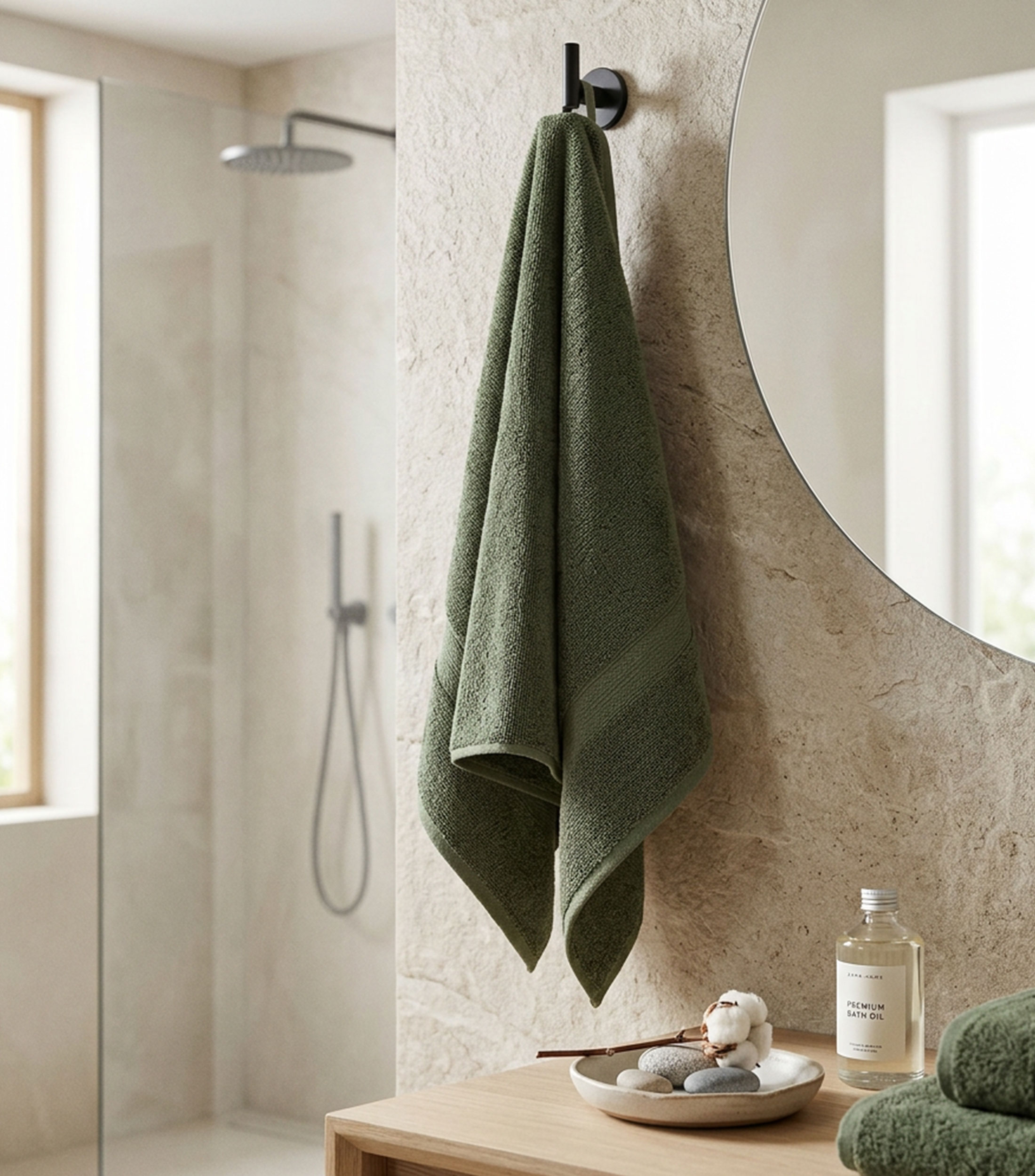 Toalla de medio baño verde