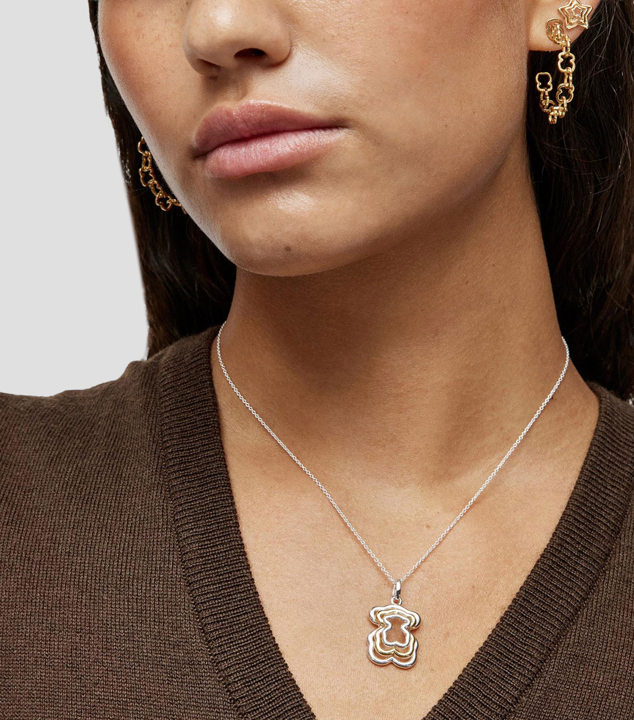 Collar con dije de oso en plata Bickie Mujer
