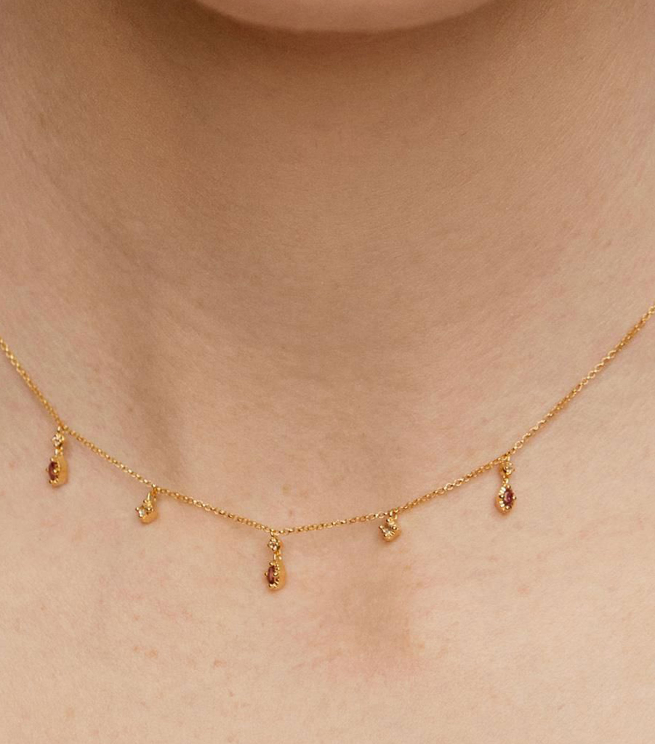 Collar en plata .925 con rodolitas y topacios Mujer