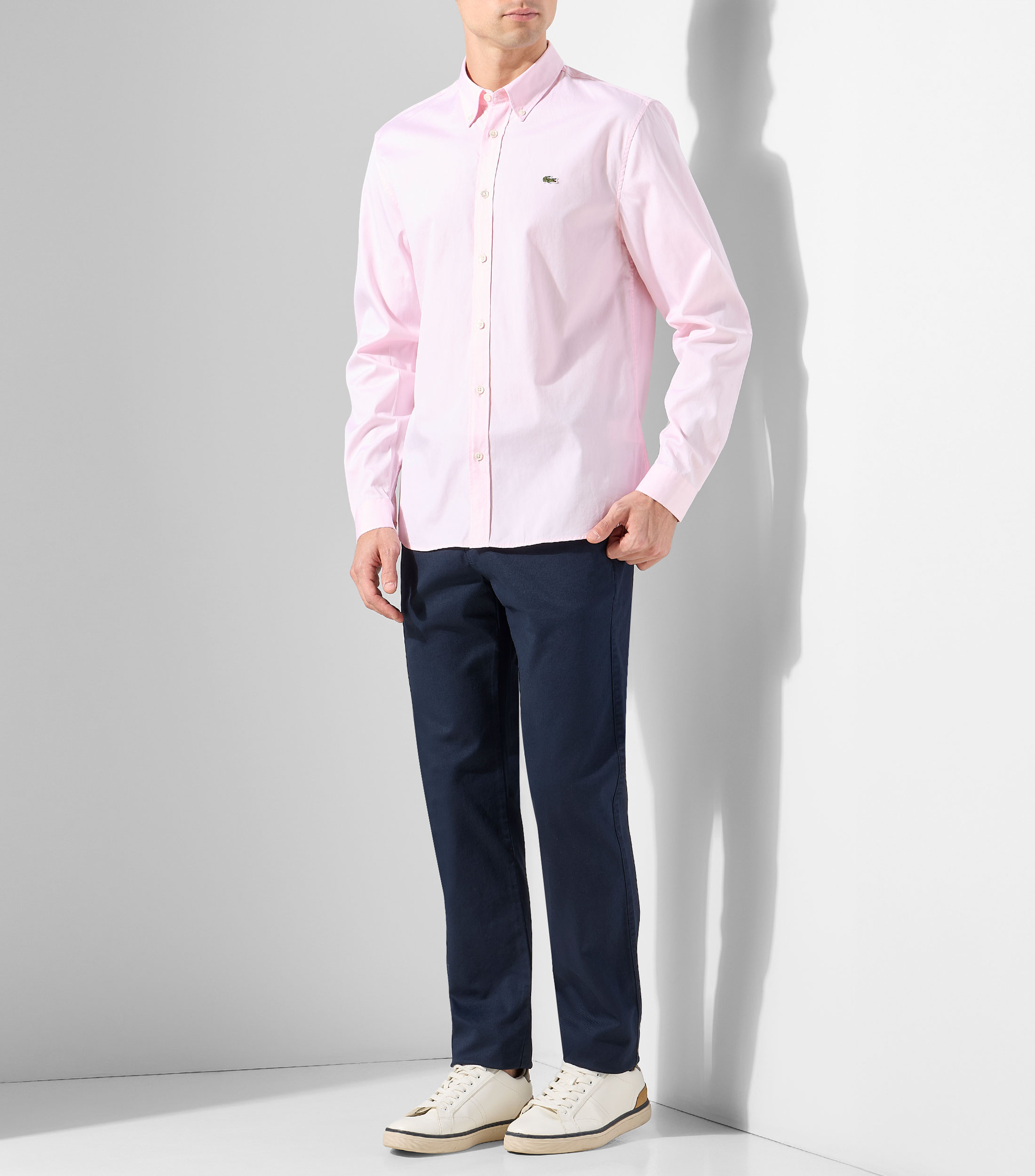 Camisa lisa con manga larga Hombre