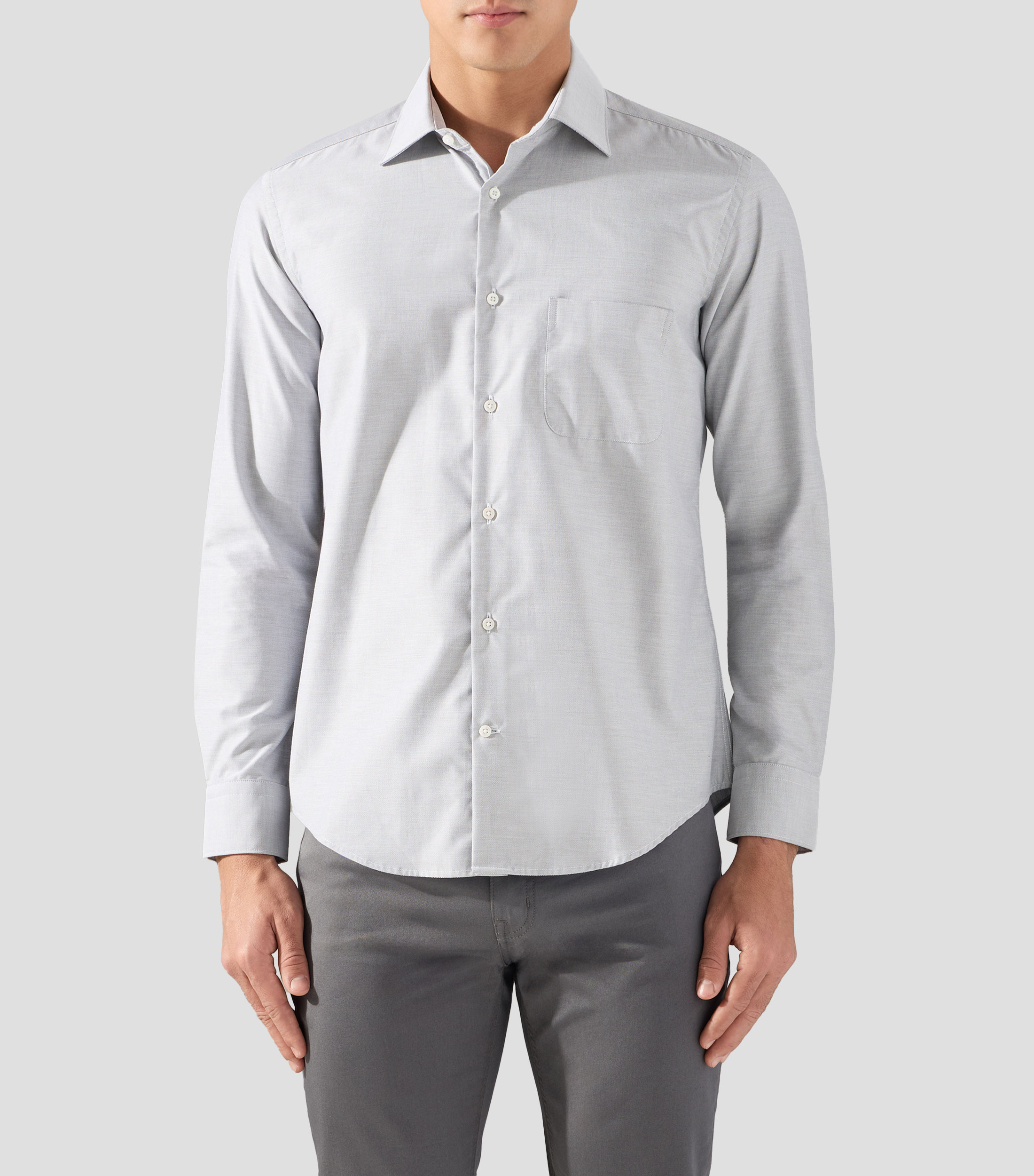 Camisa de vestir lisa con manga larga Hombre