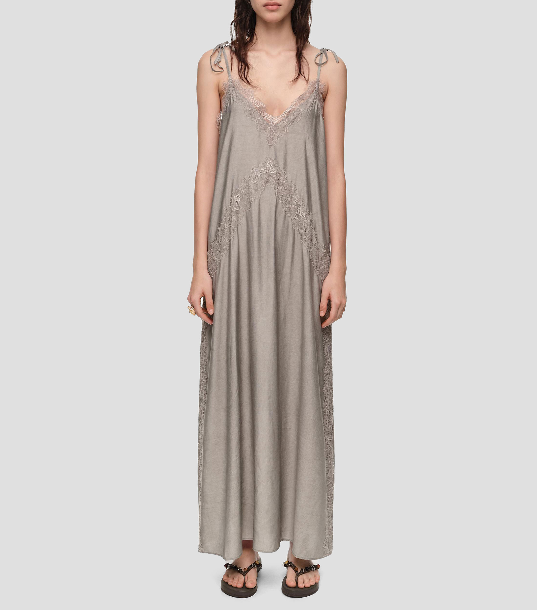 Vestido largo liso Mujer