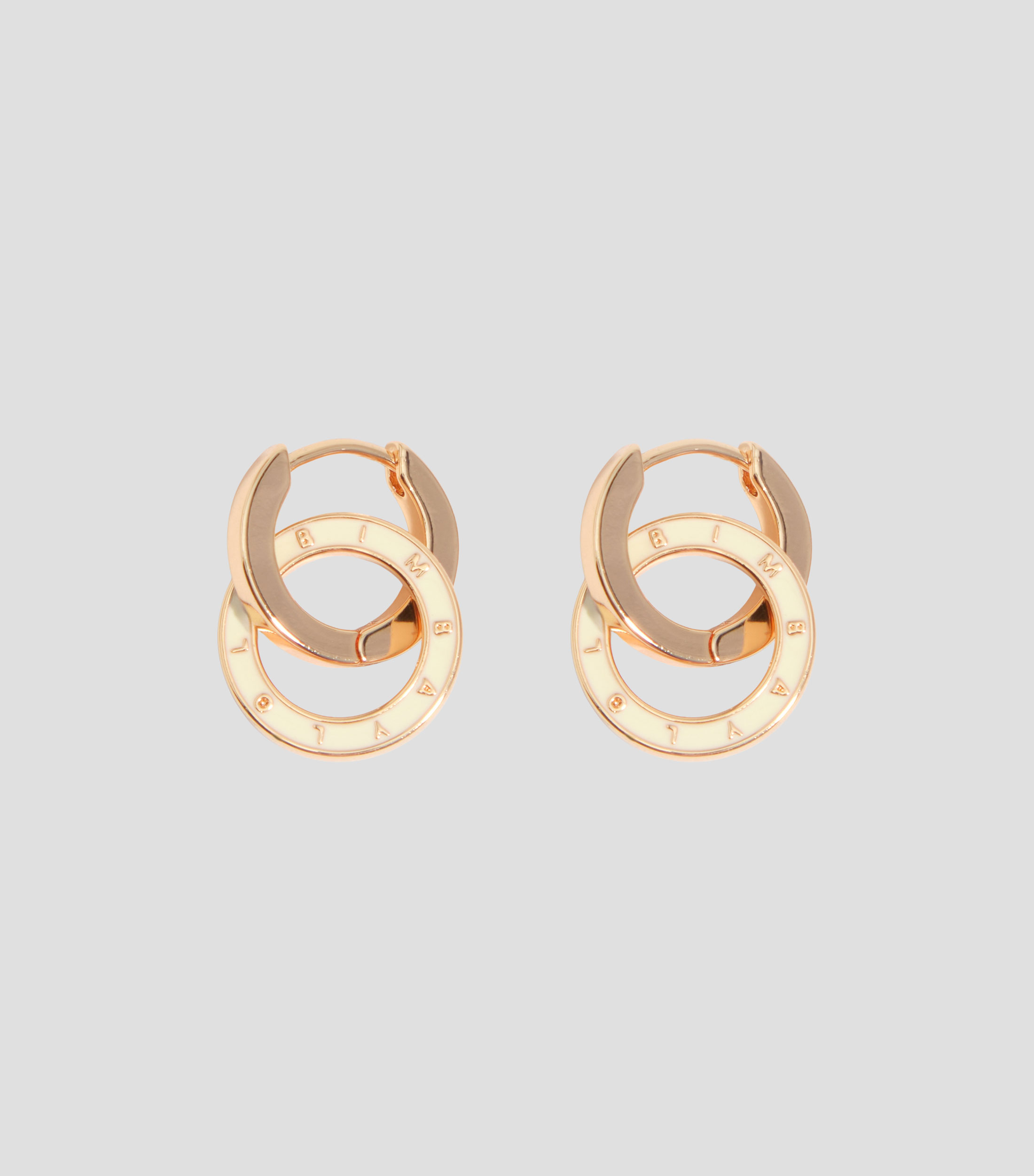 Pendientes doble aro logo marfil Mujer