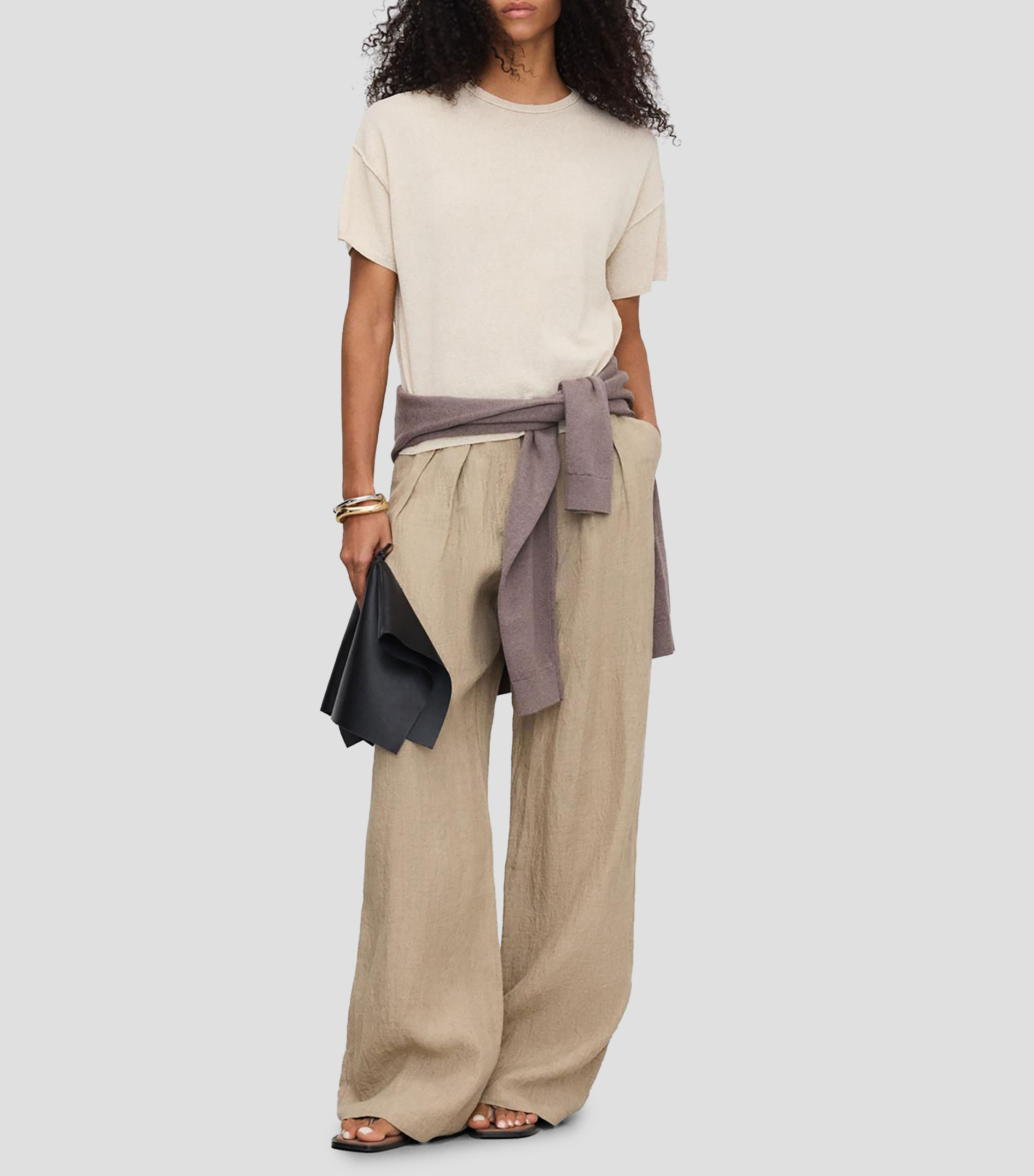 Blusa lisa con manga corta Mujer